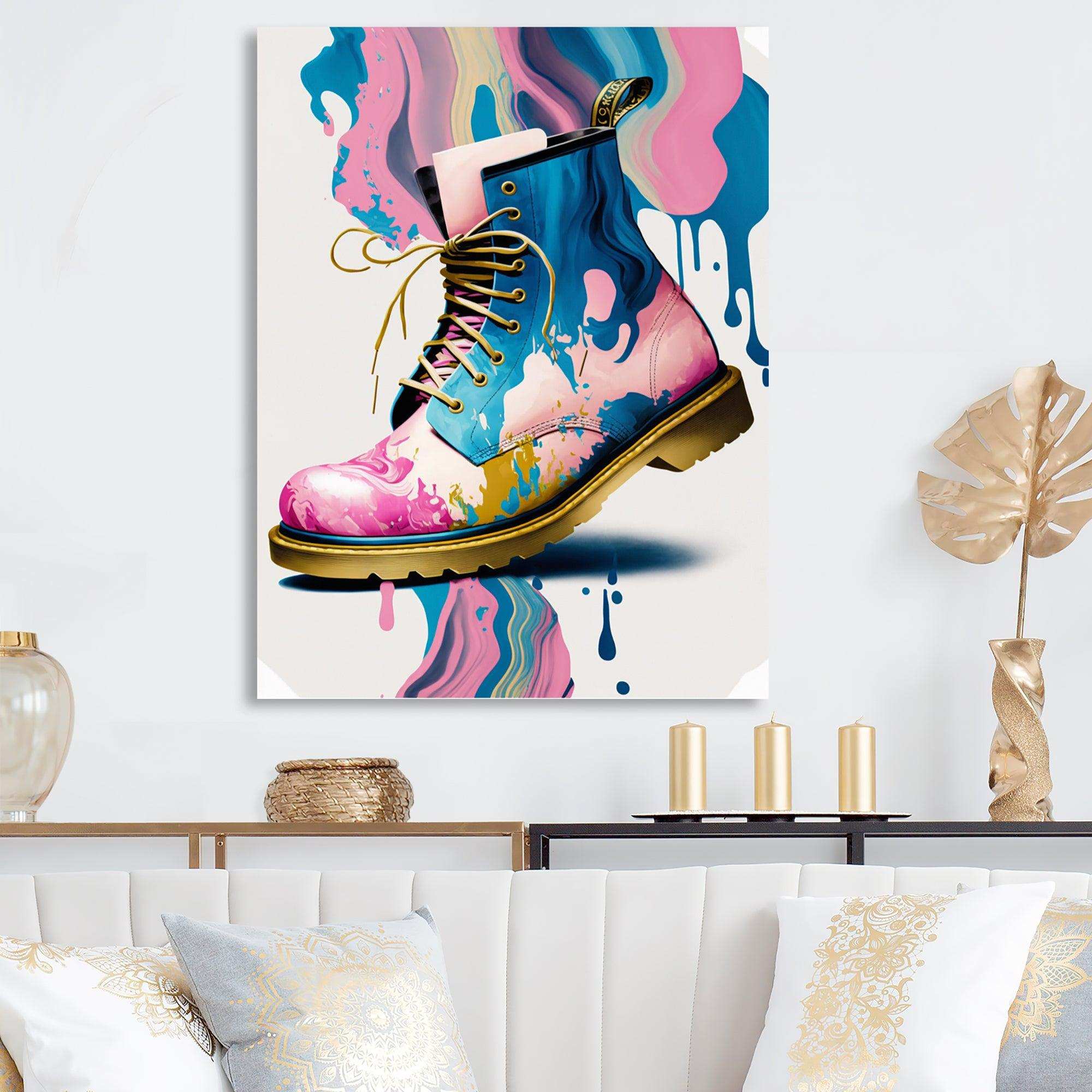 Pink And Blue Art Deco Army Shoes II