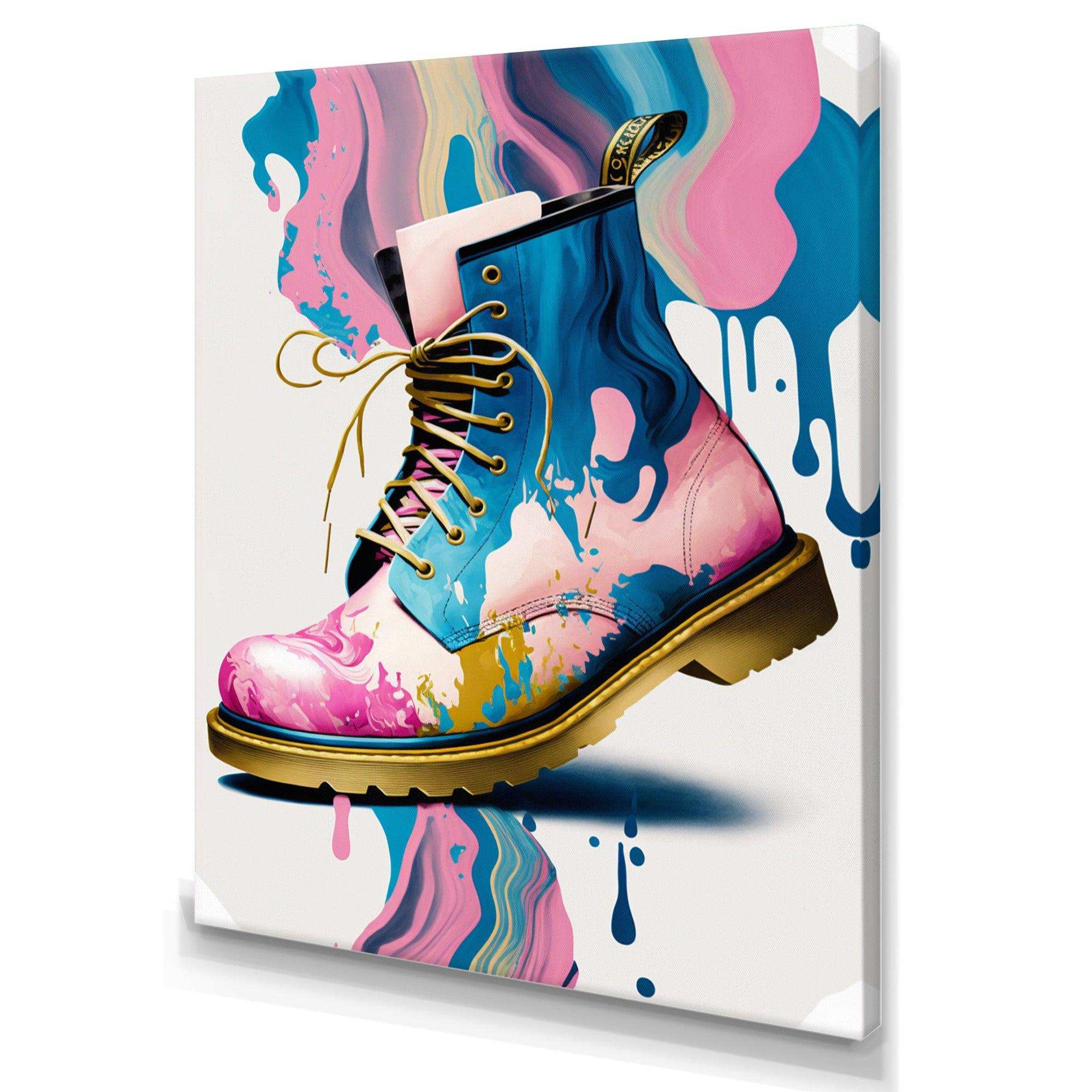 Pink And Blue Art Deco Army Shoes II