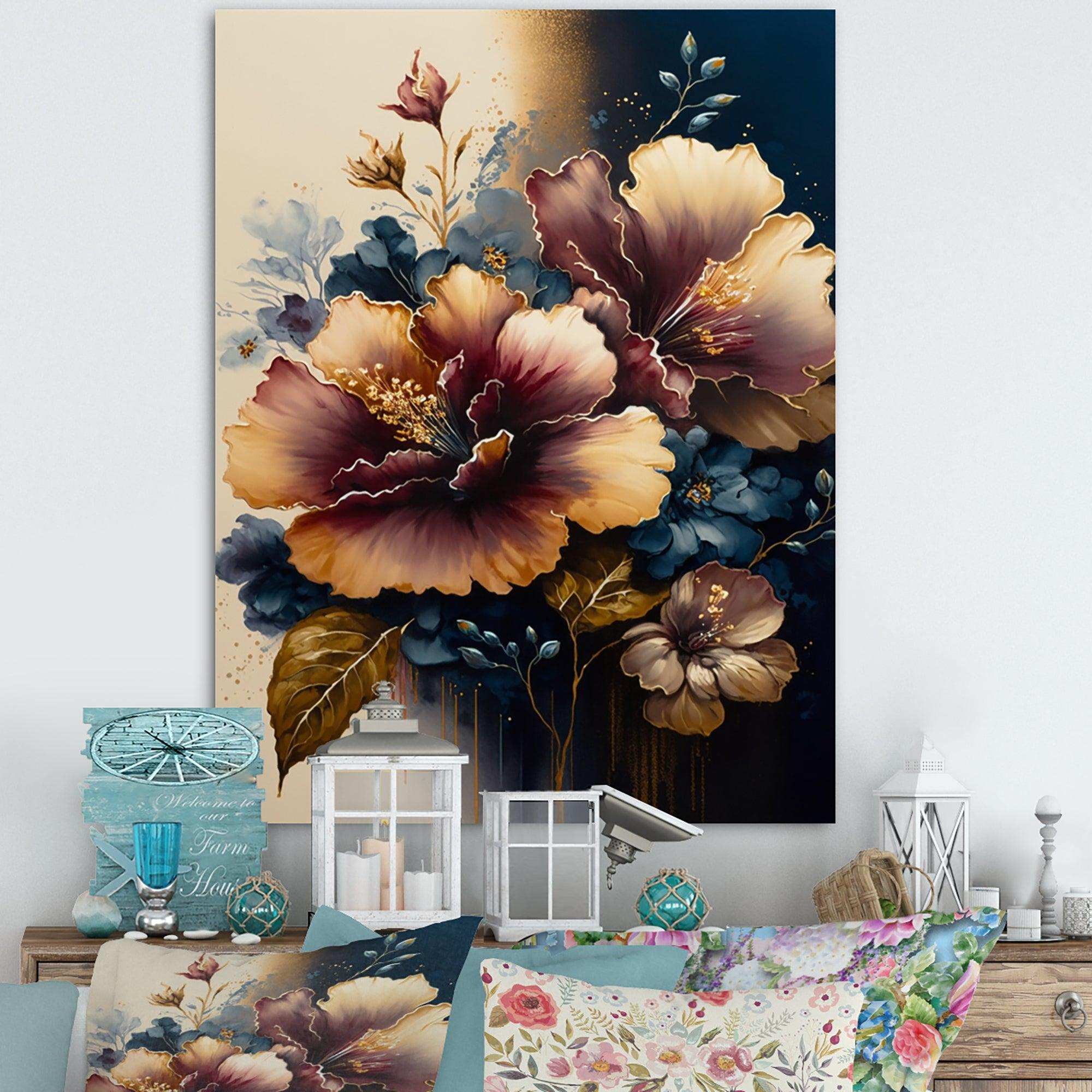 Burgundy And Blue Hibiscus Bunch I