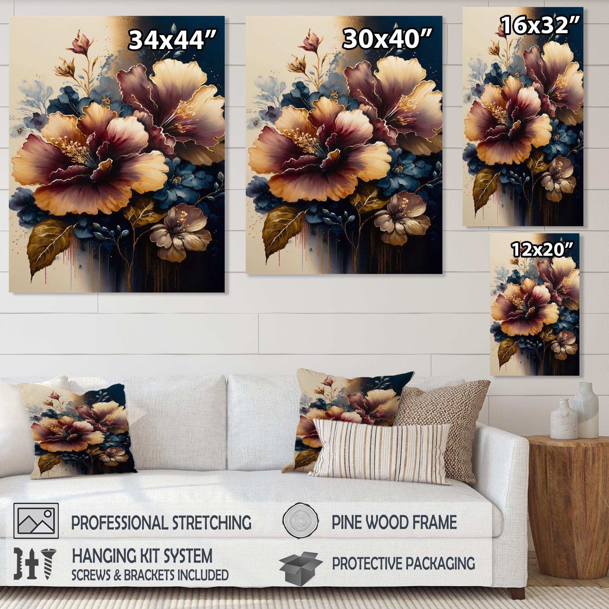 Burgundy And Blue Hibiscus Bunch I