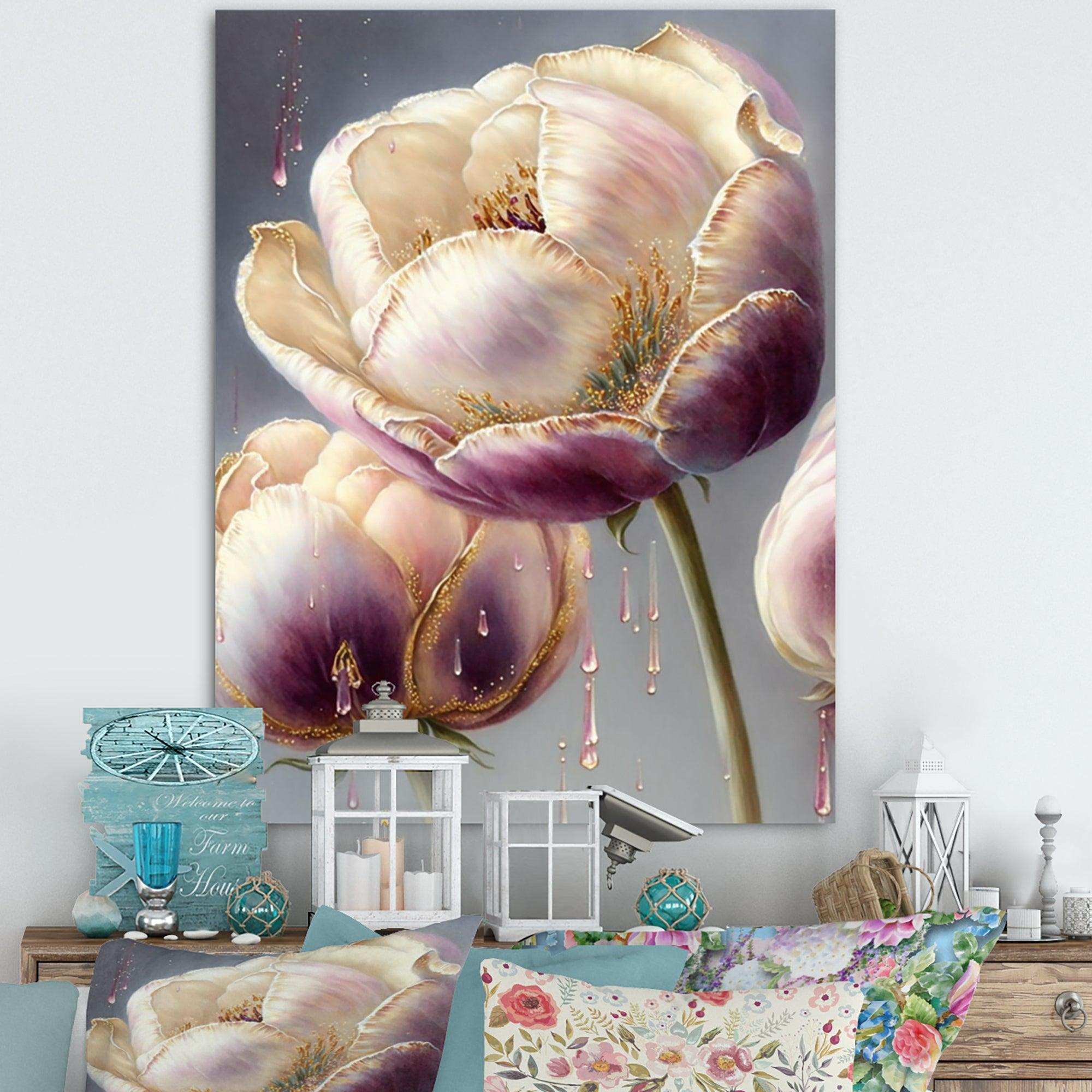 Cream And Purple Tulip II