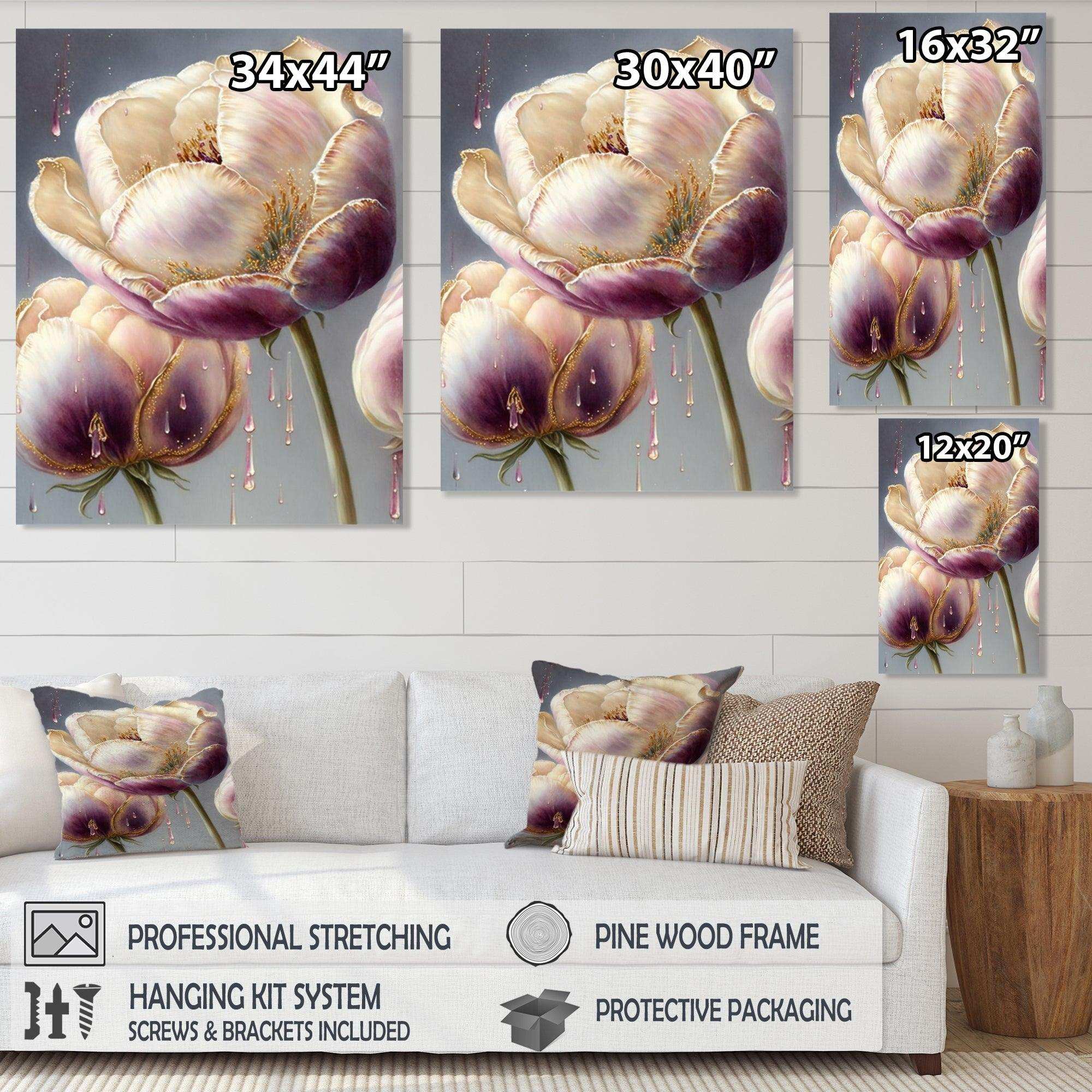 Cream And Purple Tulip II