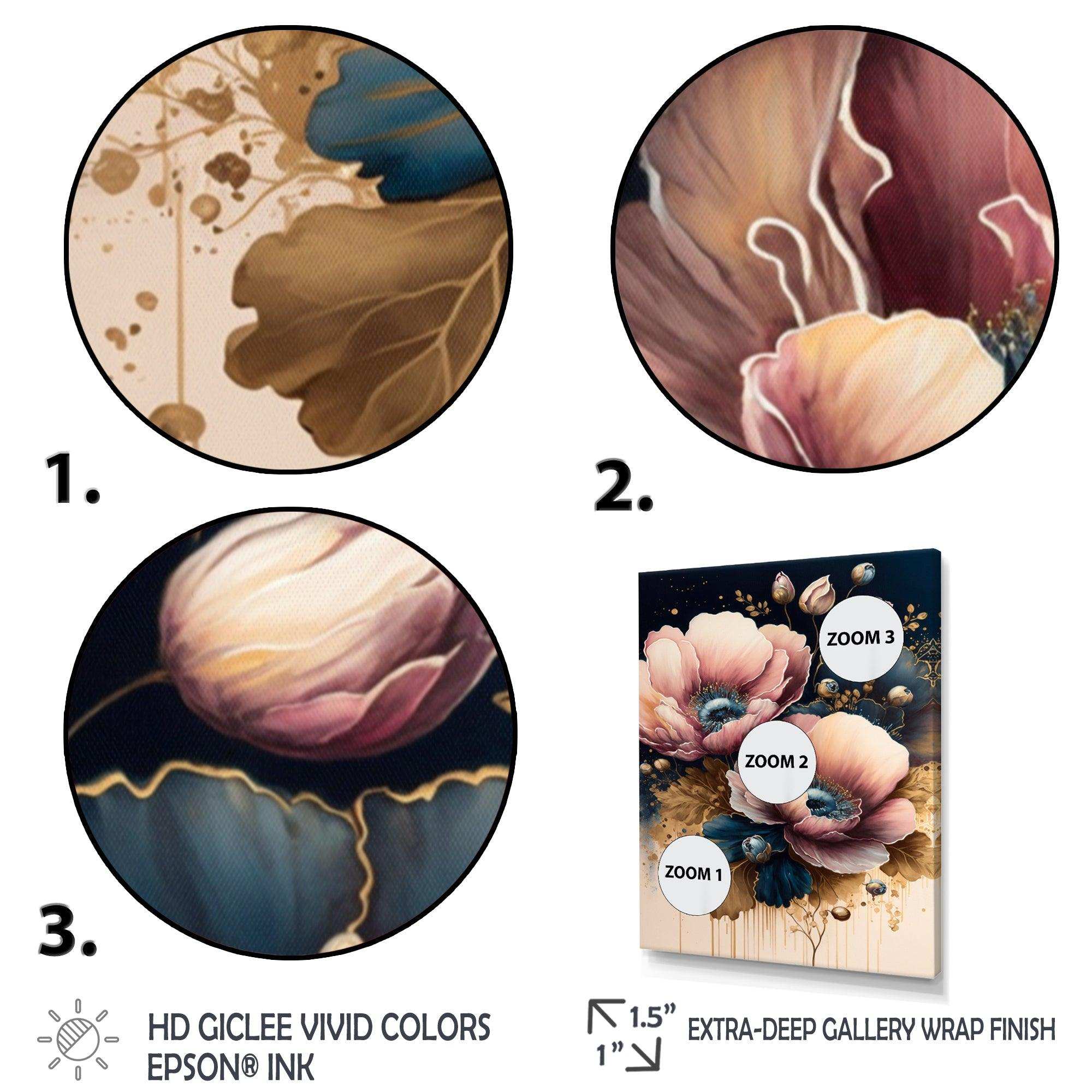 Bold Pink And Blue Poppy Flowers I