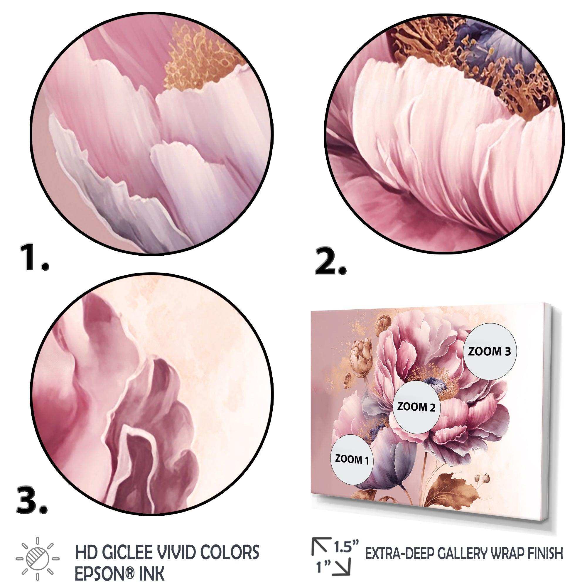 Pink And Gold Poppy Flowers III