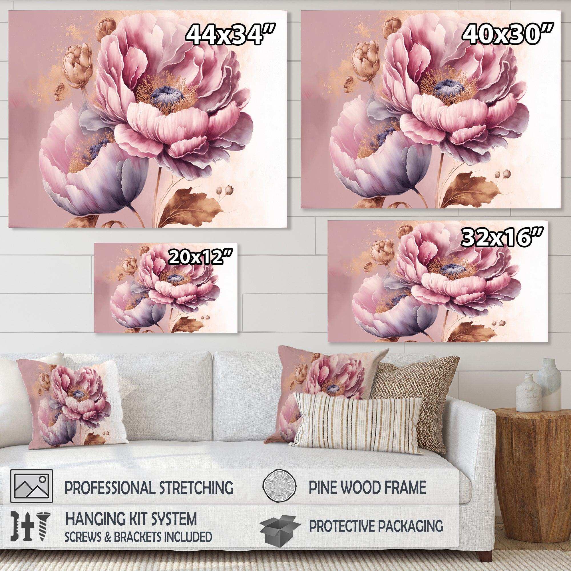 Pink And Gold Poppy Flowers III