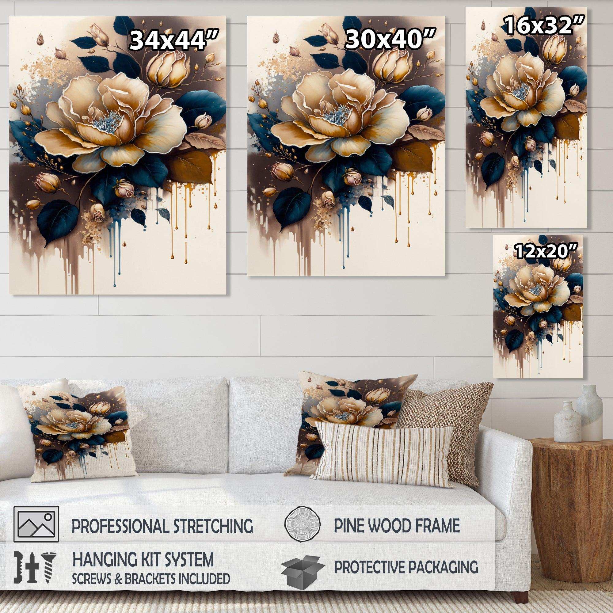 Brown And Blue Rose Design