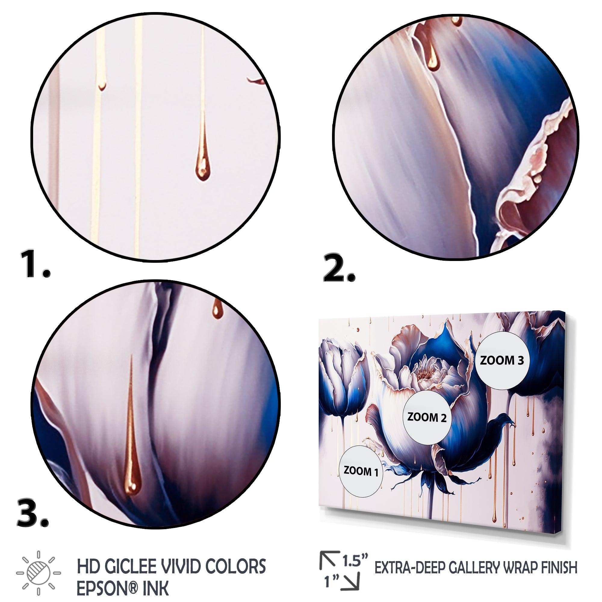 Ice Blue And Gold Paint Drip Tulip II