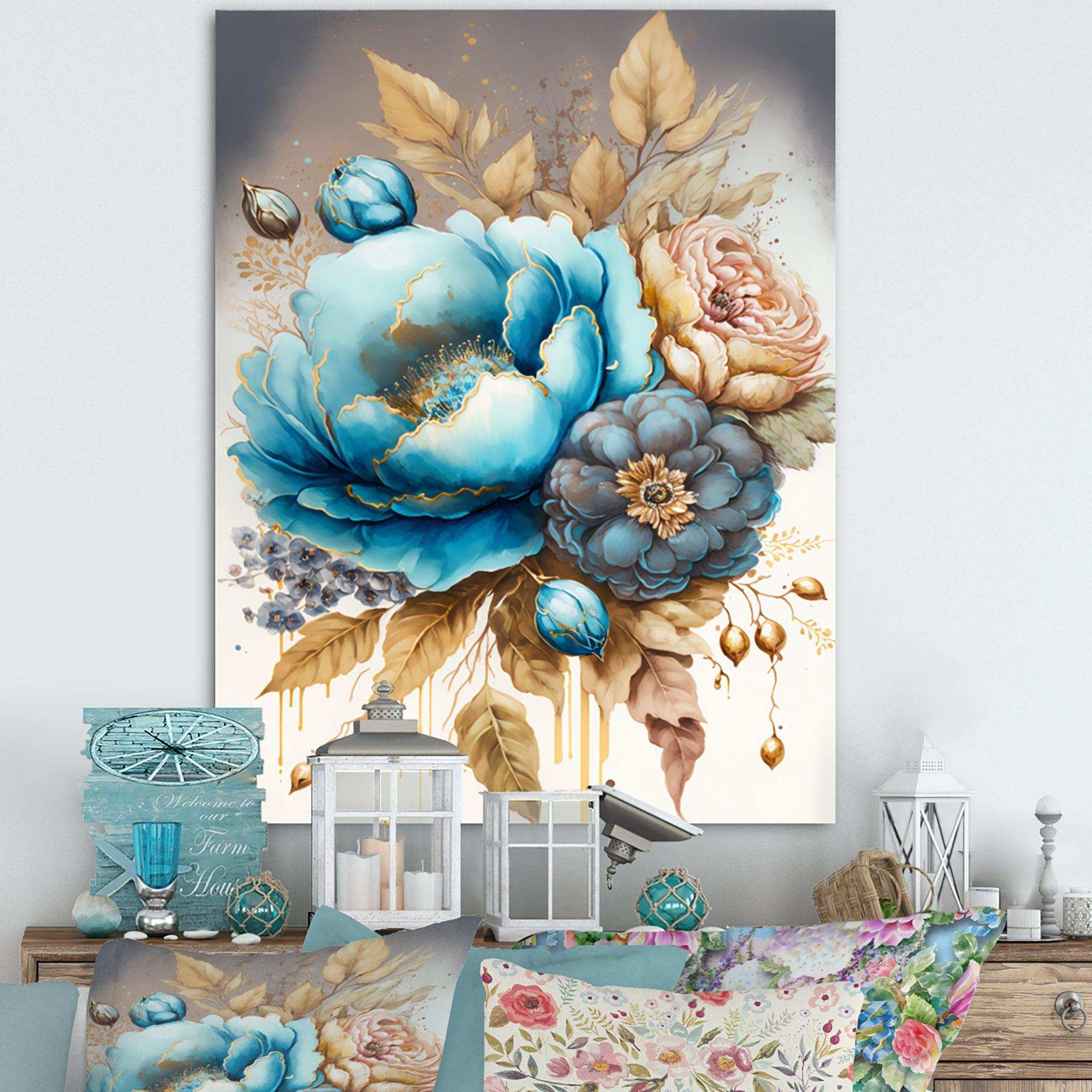 Blue And Gold Mixed Floral Bouquet I