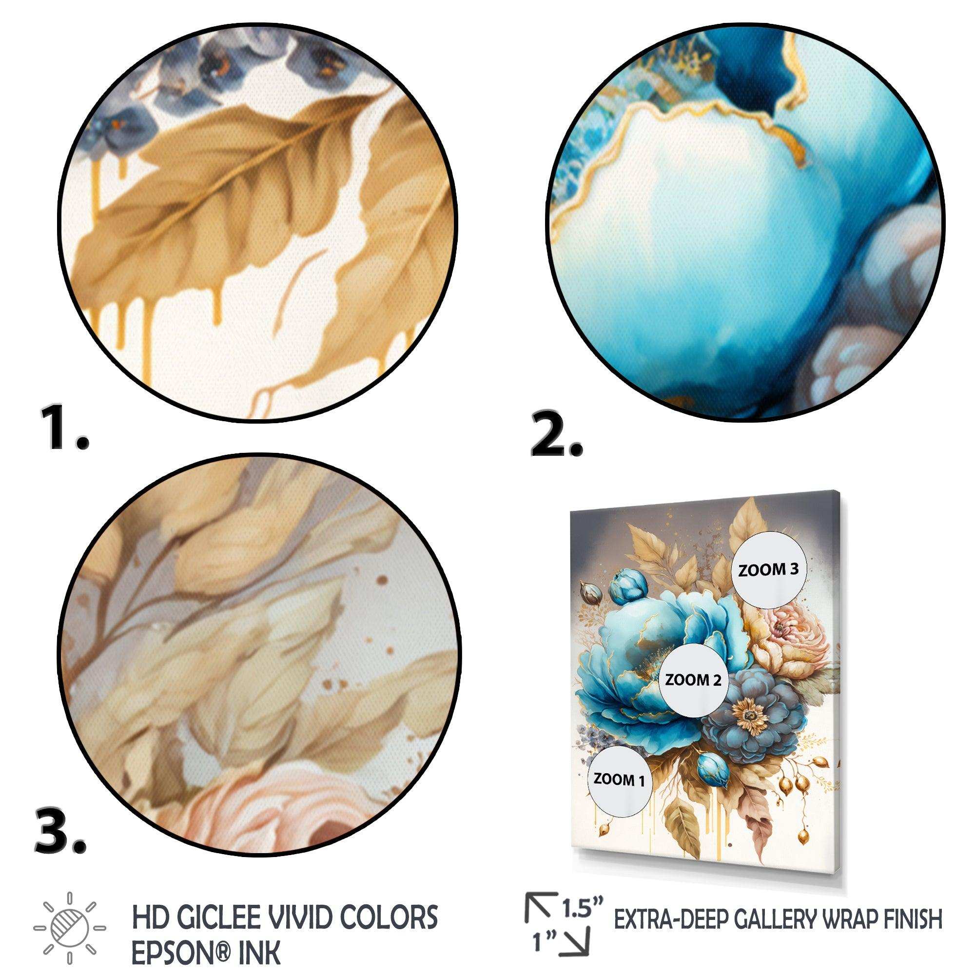 Blue And Gold Mixed Floral Bouquet I