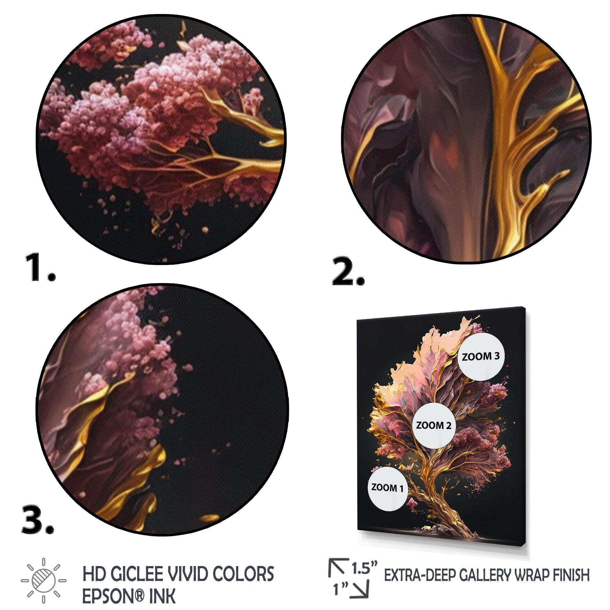 Abstract Pink And Gold Leaves II Canvas Canvas