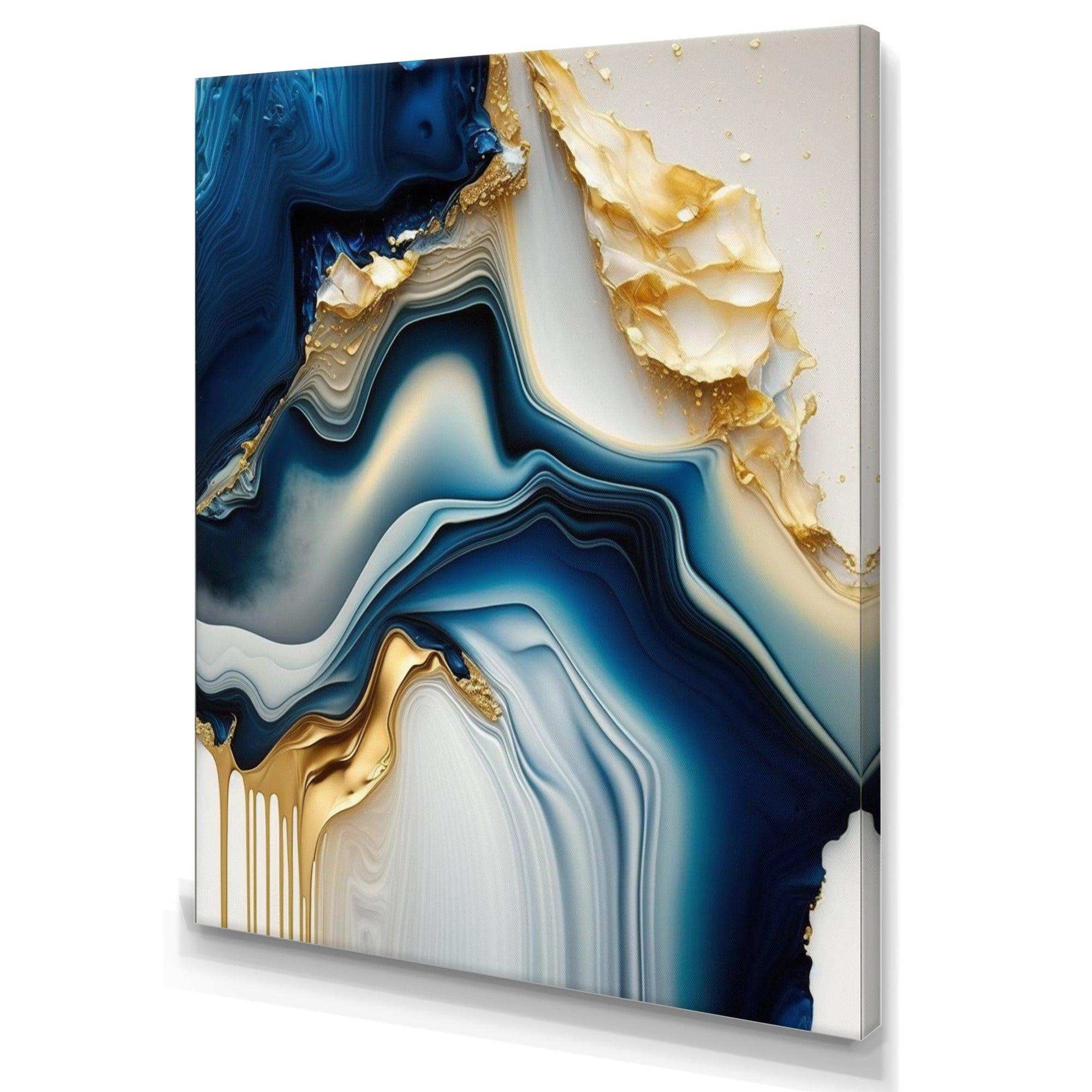 Abstract Geode Gold And Blue Marble II - Abstract Canvas Wall Art