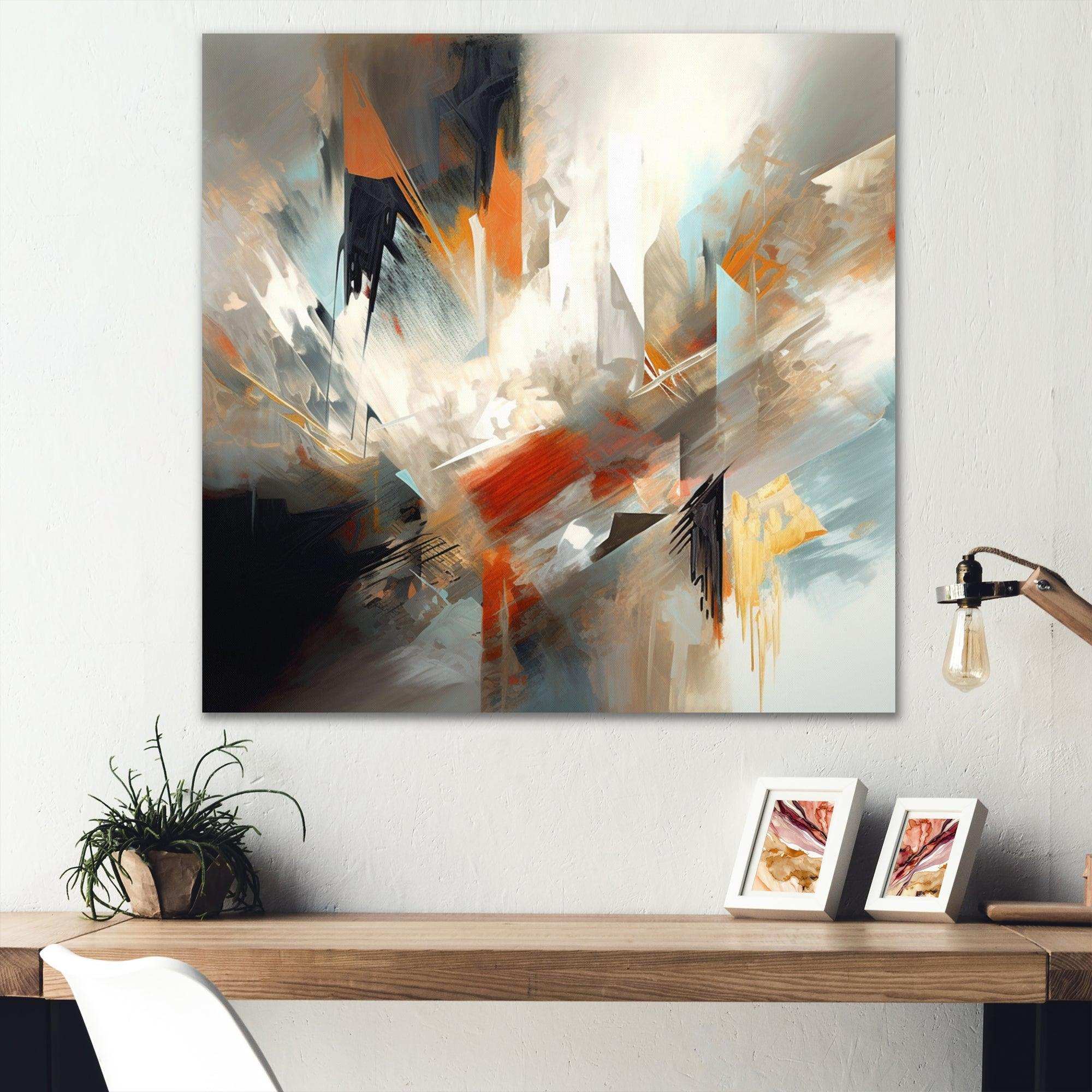 Orange And Blue Abstract Mixed Colors IV - Abstract Canvas Wall Art