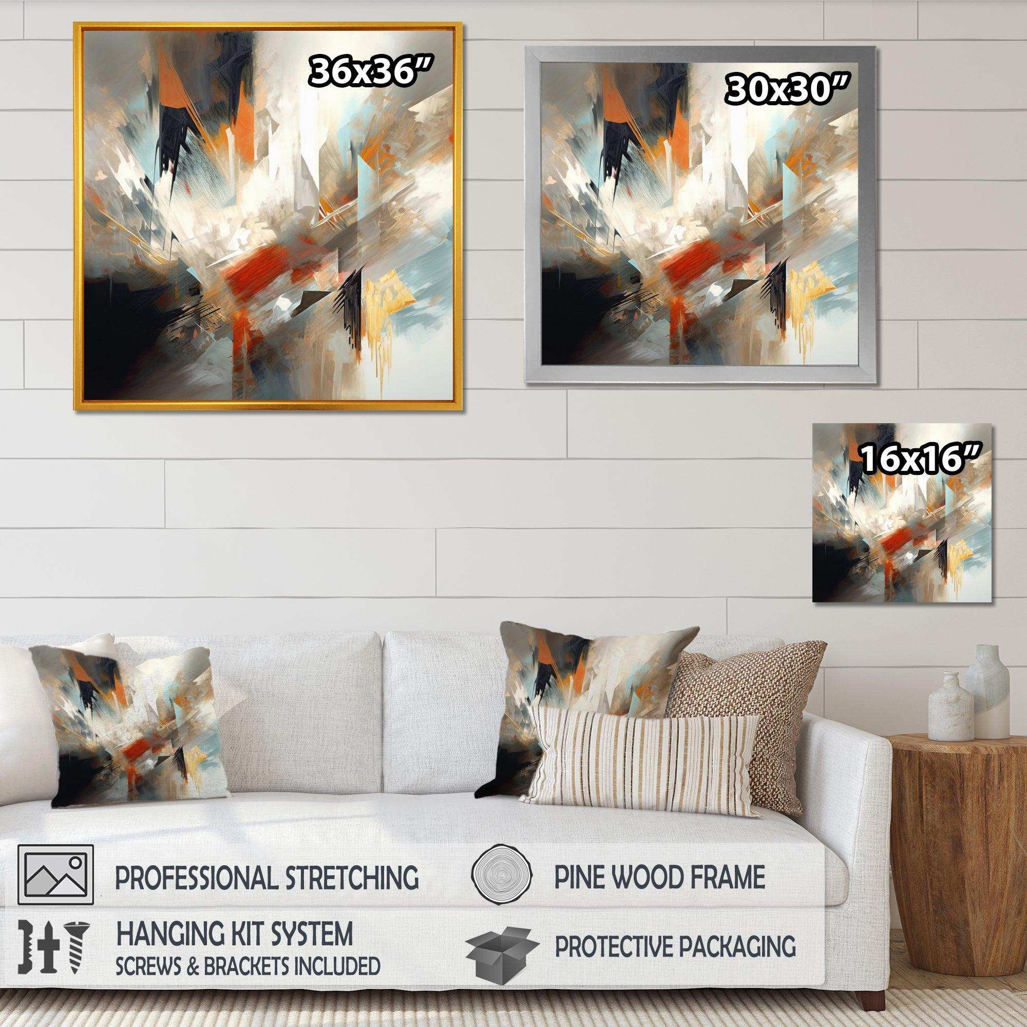 Orange And Blue Abstract Mixed Colors IV - Abstract Canvas Wall Art