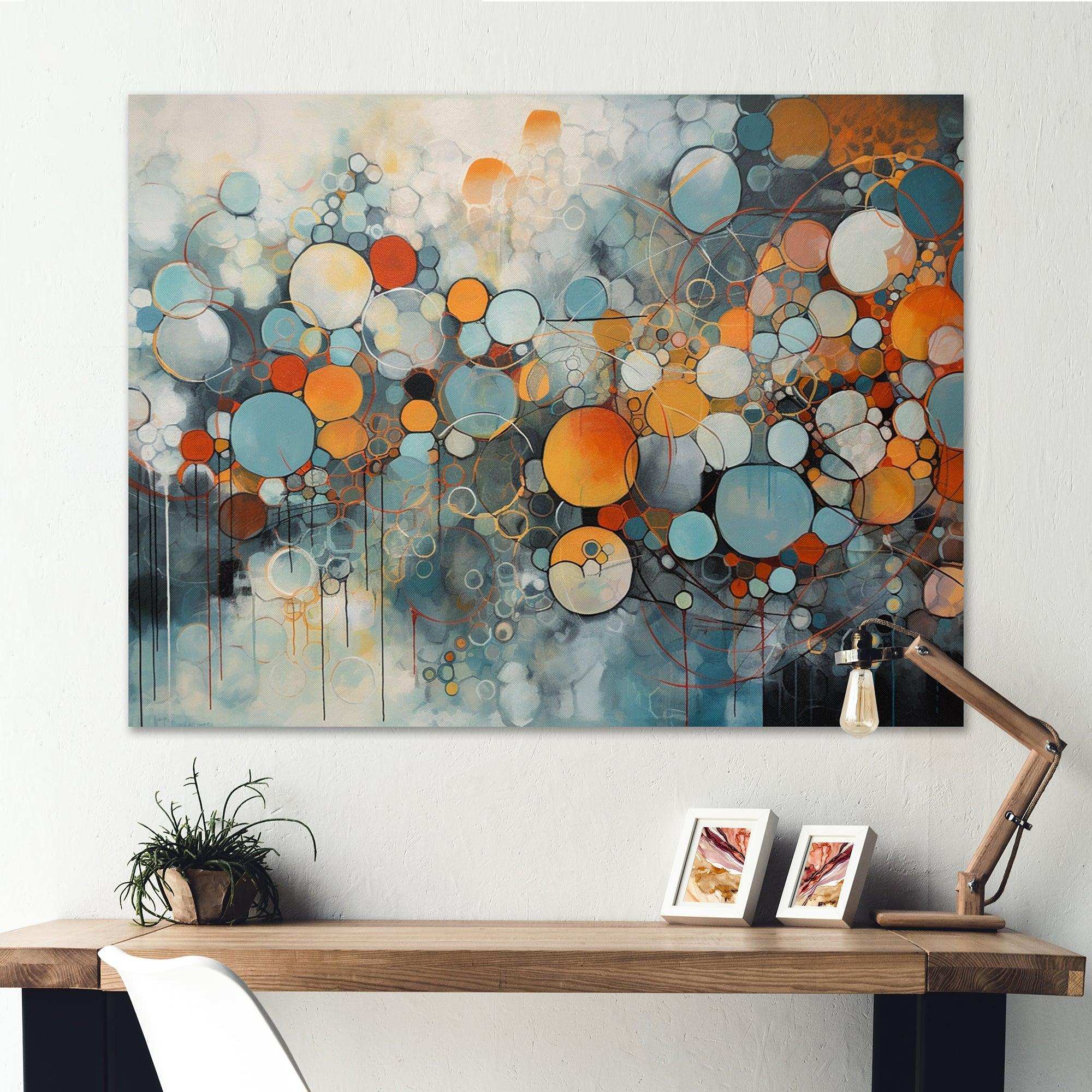 Orange And Blue Geometric Illusions - Abstract Canvas Wall Art