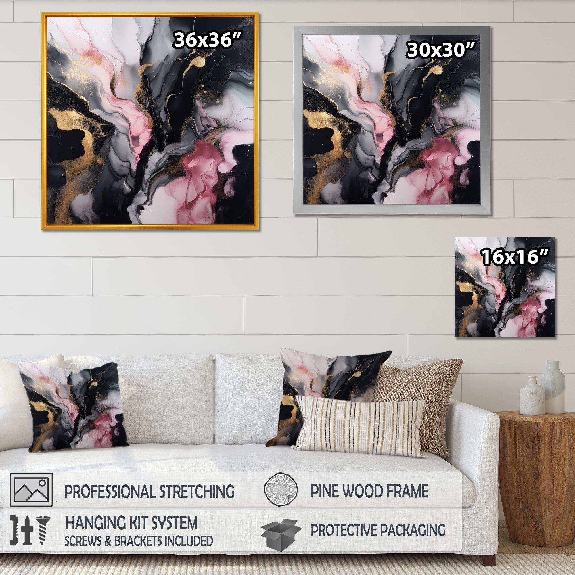 Black Gold Marble Splash II - Abstract Canvas Wall Art