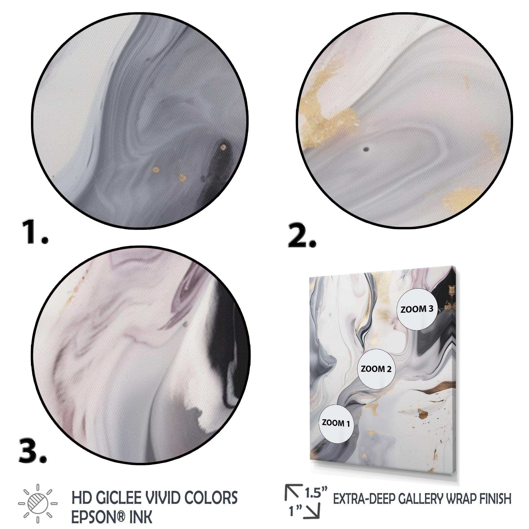 White And Grey Ripples Of Stone I - Abstract Canvas Wall Art