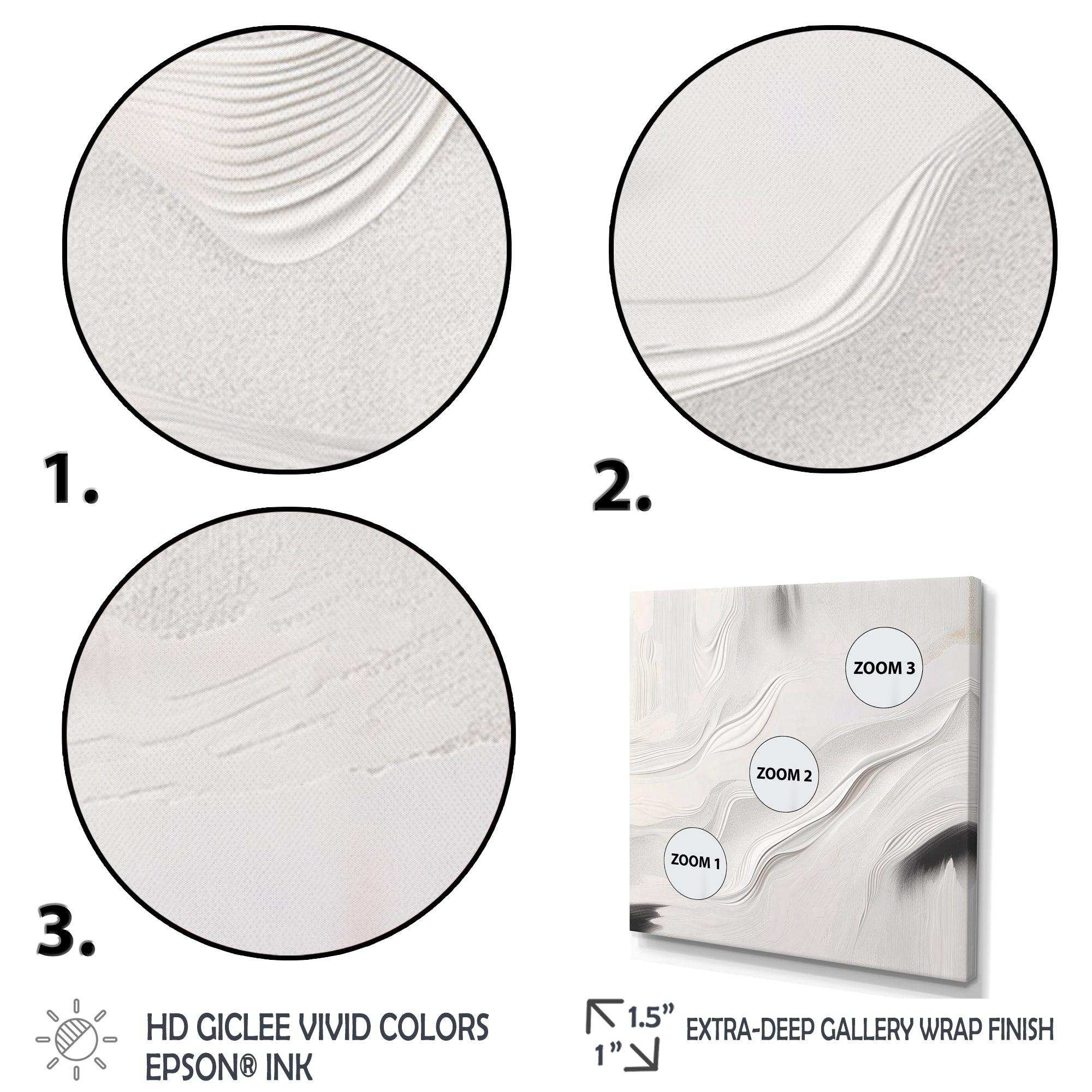 White And Grey Ripples Of Stone V - Abstract Canvas Wall Art