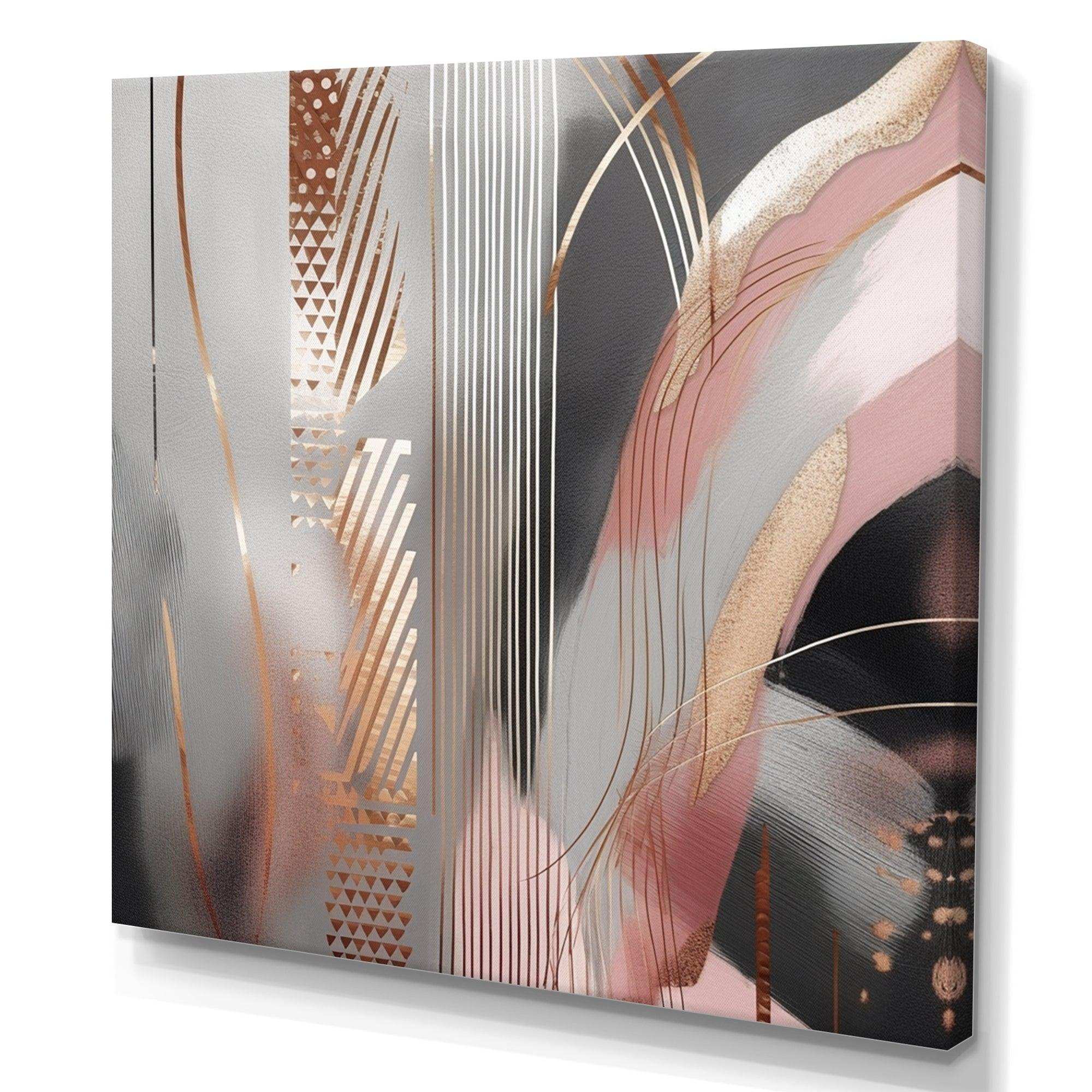 Pink Rosegold Circle Complexity I - Abstract Canvas Wall Art