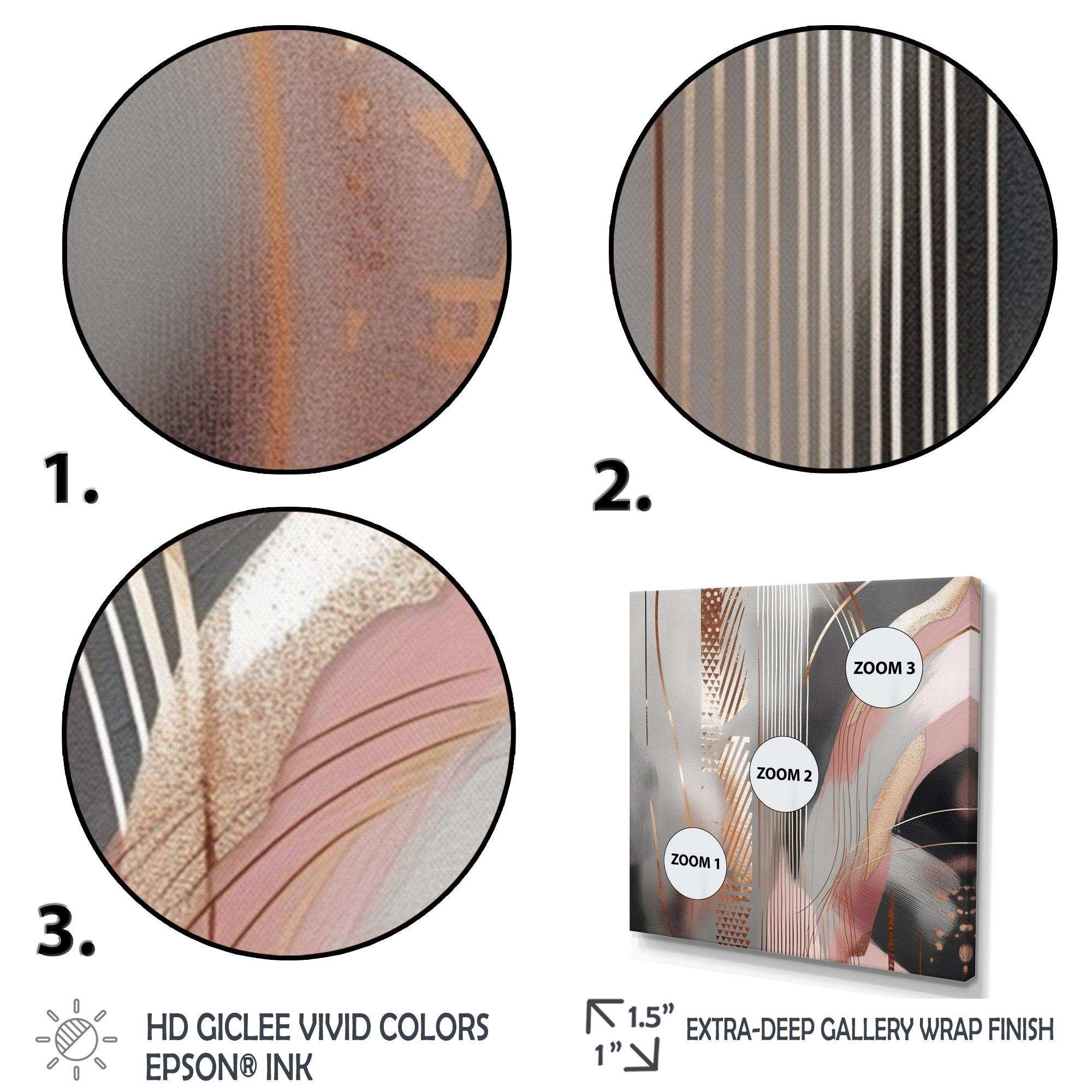 Pink Rosegold Circle Complexity I - Abstract Canvas Wall Art