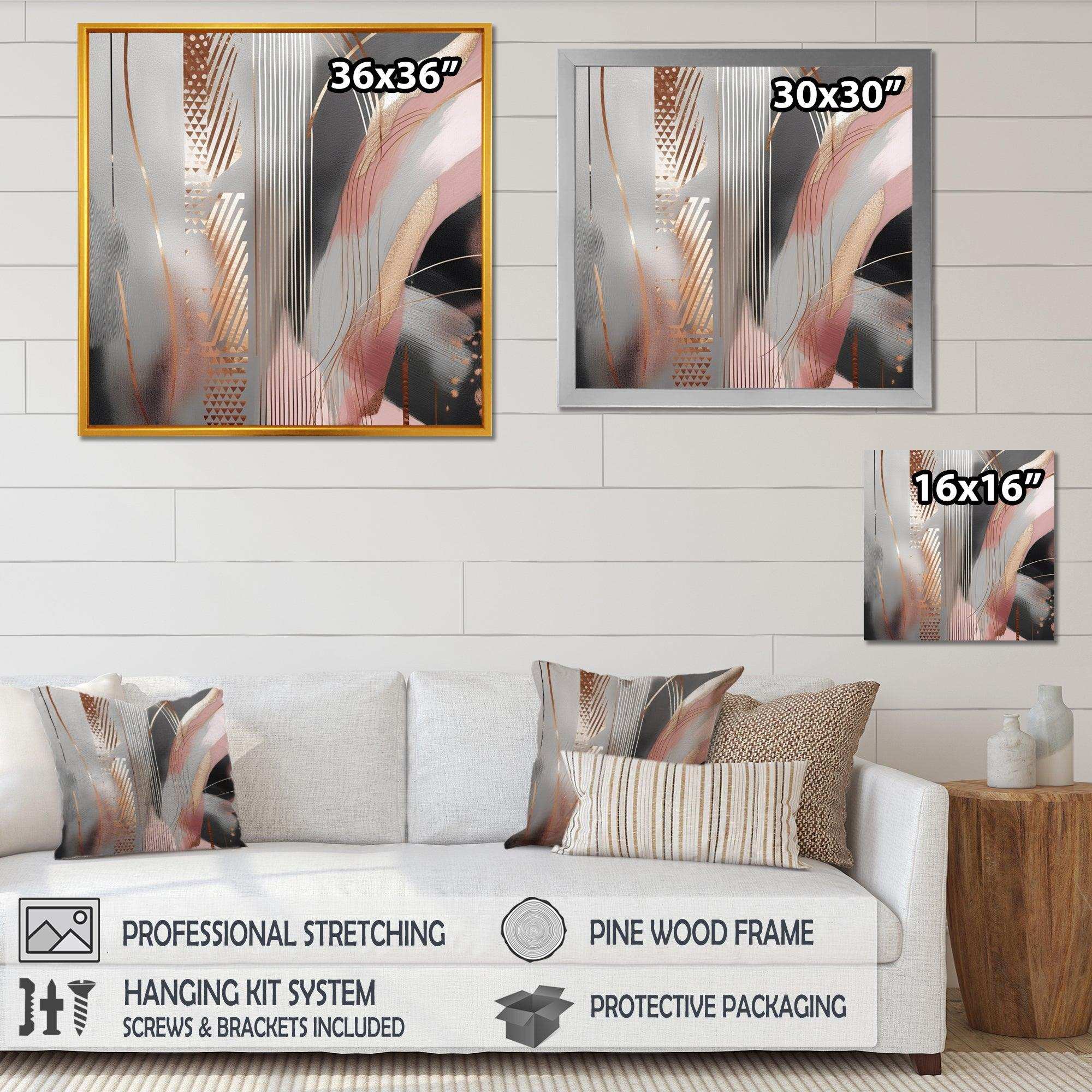 Pink Rosegold Circle Complexity I - Abstract Canvas Wall Art