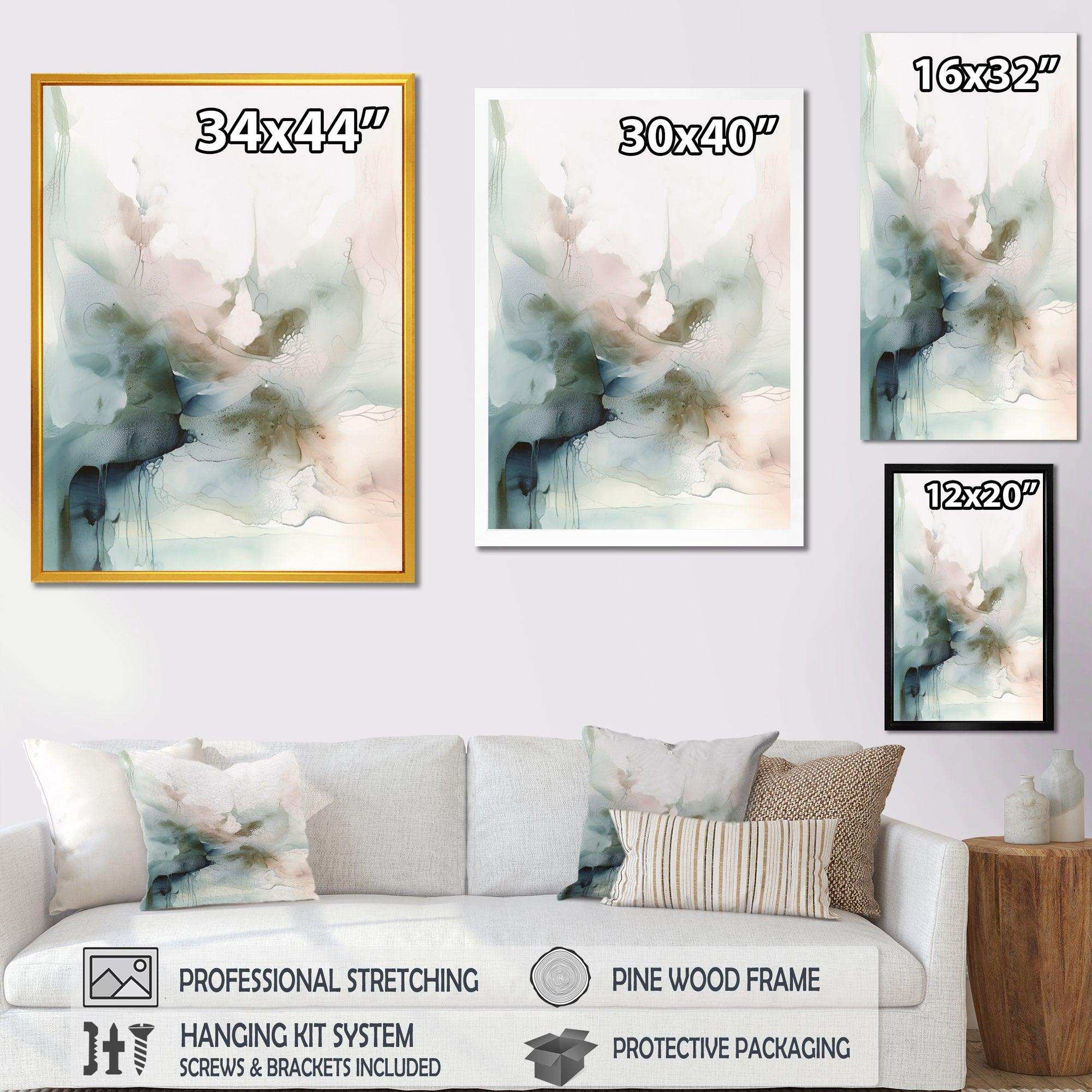 Green And Cream Essence Of Modernity II - Abstract Canvas Wall Art