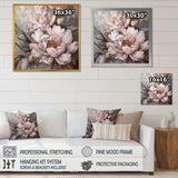 Pink Grey Peonies Elegance I - Floral Canvas Wall Art