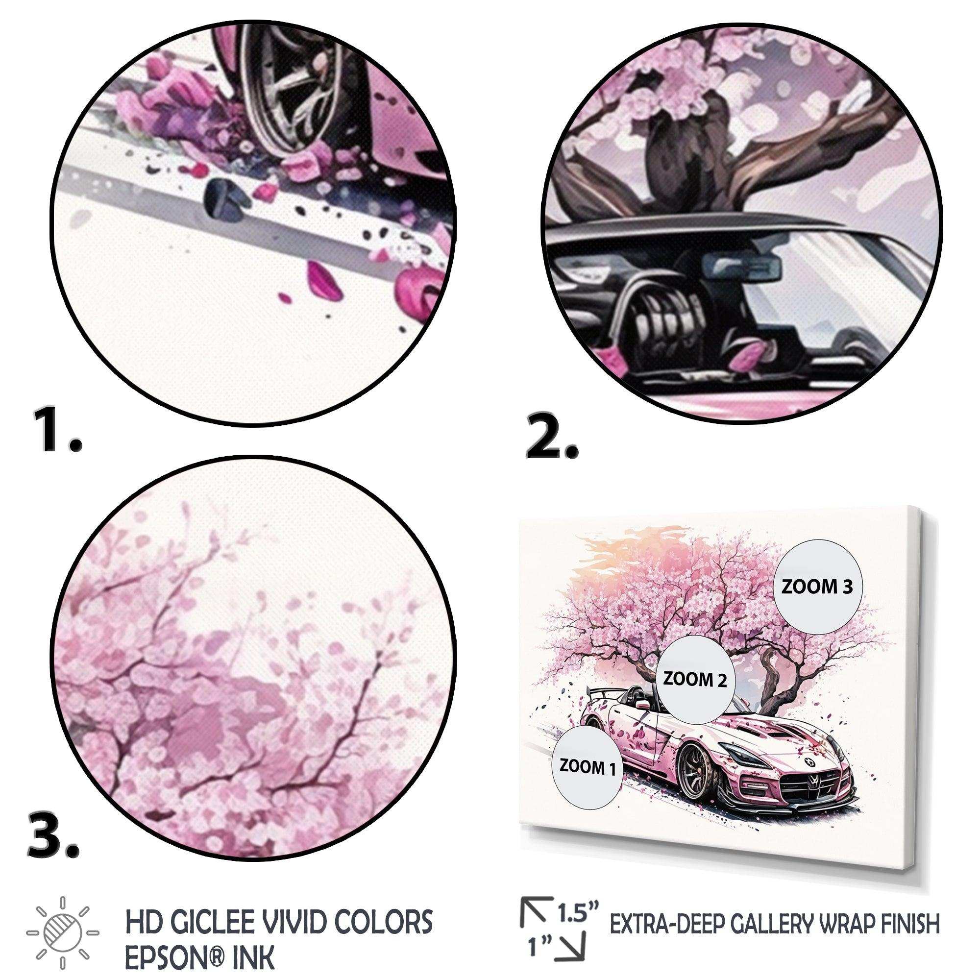 Pink And Cream Essence Of Retro Car - Performing Arts Canvas Wall Art