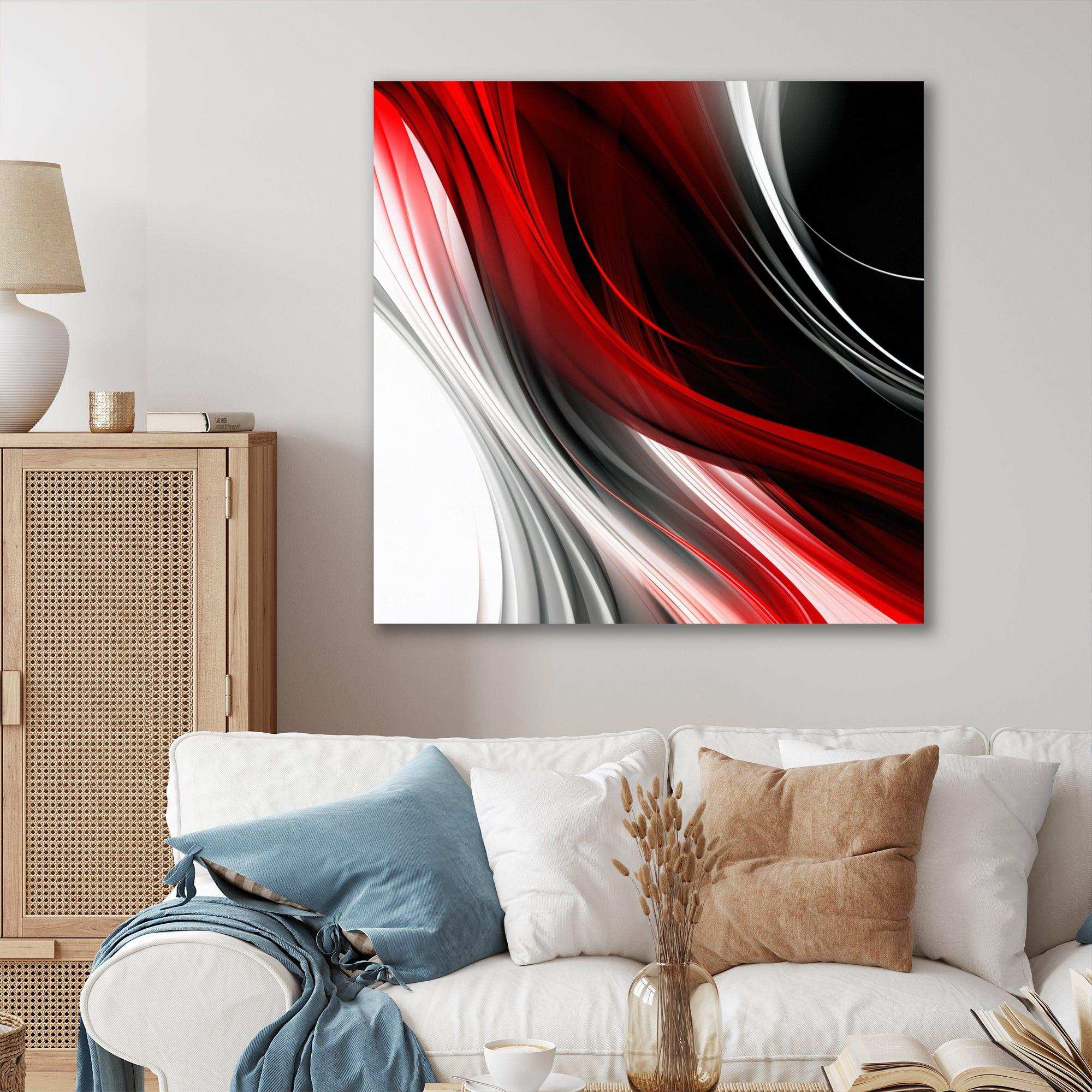 Red Black Infinite Ripples I - Abstract Canvas Wall Art