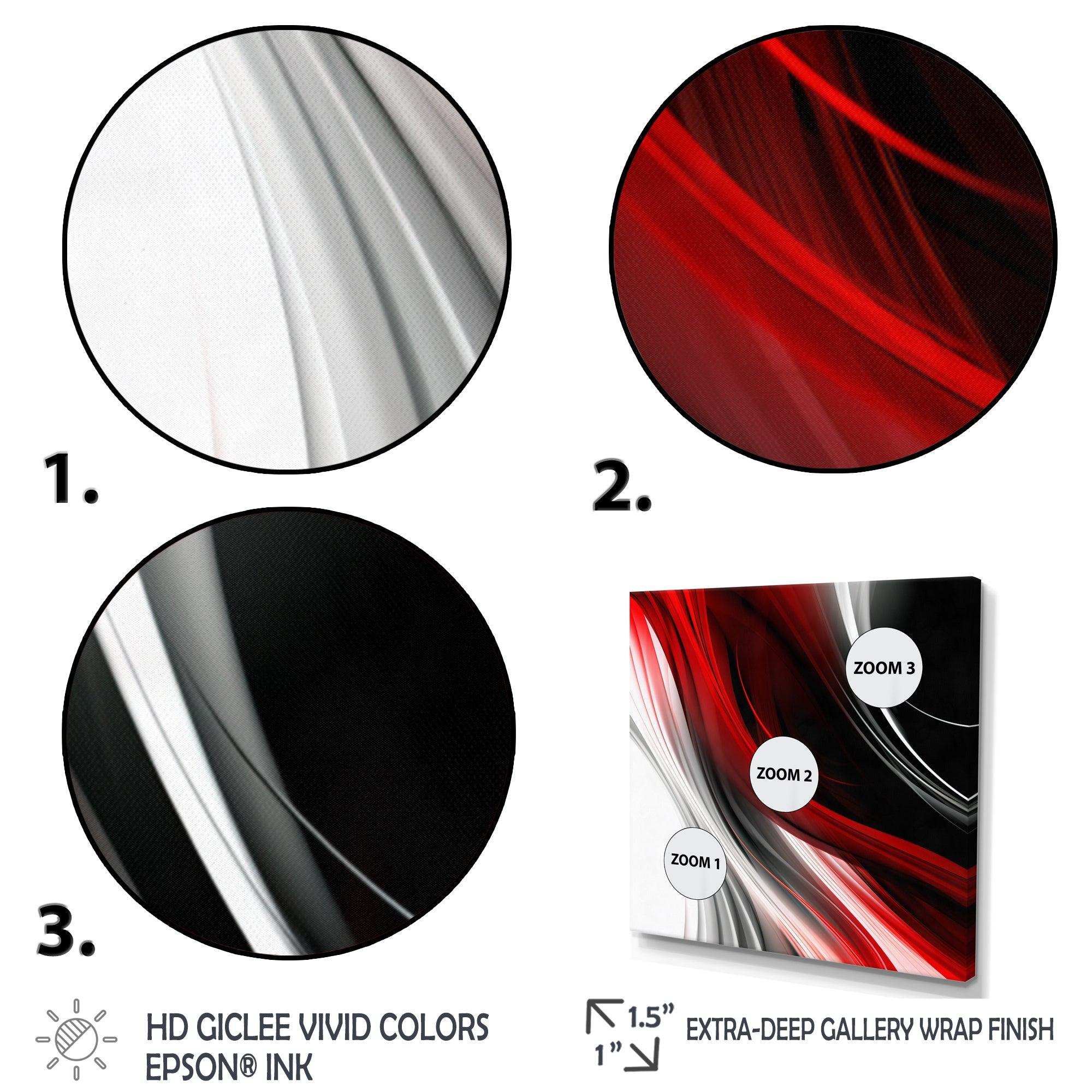 Red Black Infinite Ripples I - Abstract Canvas Wall Art