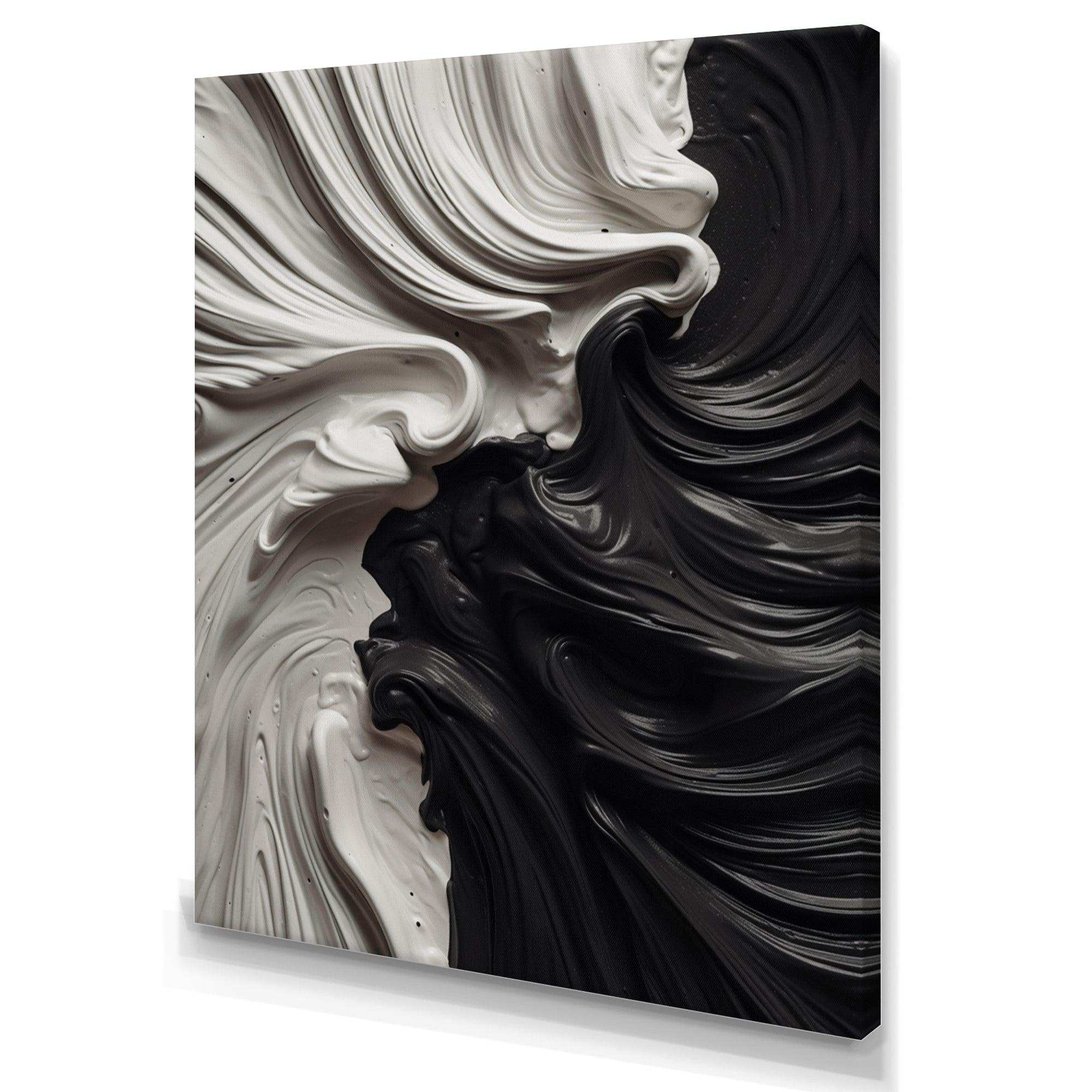 Black White Marbled Dreamscape I - Abstract Canvas Wall Art