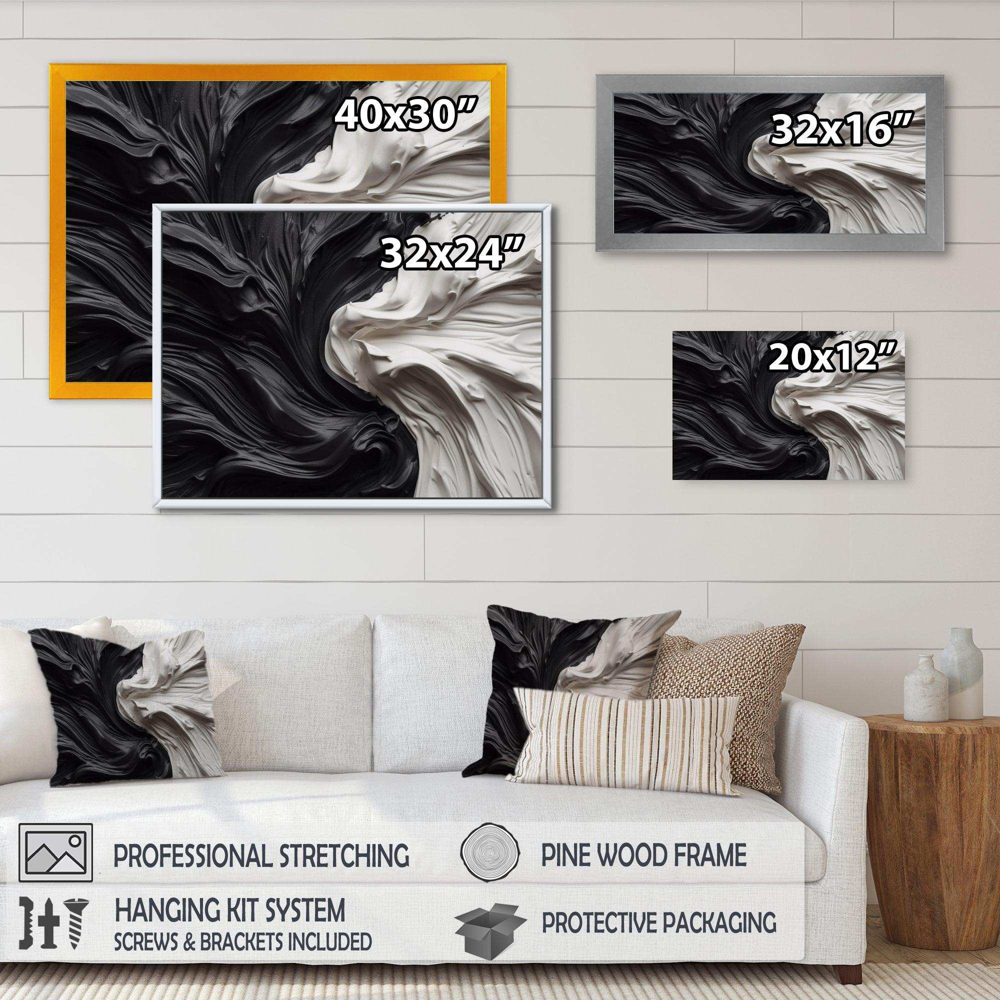 Black White Marbled Dreamscape V - Abstract Canvas Wall Art