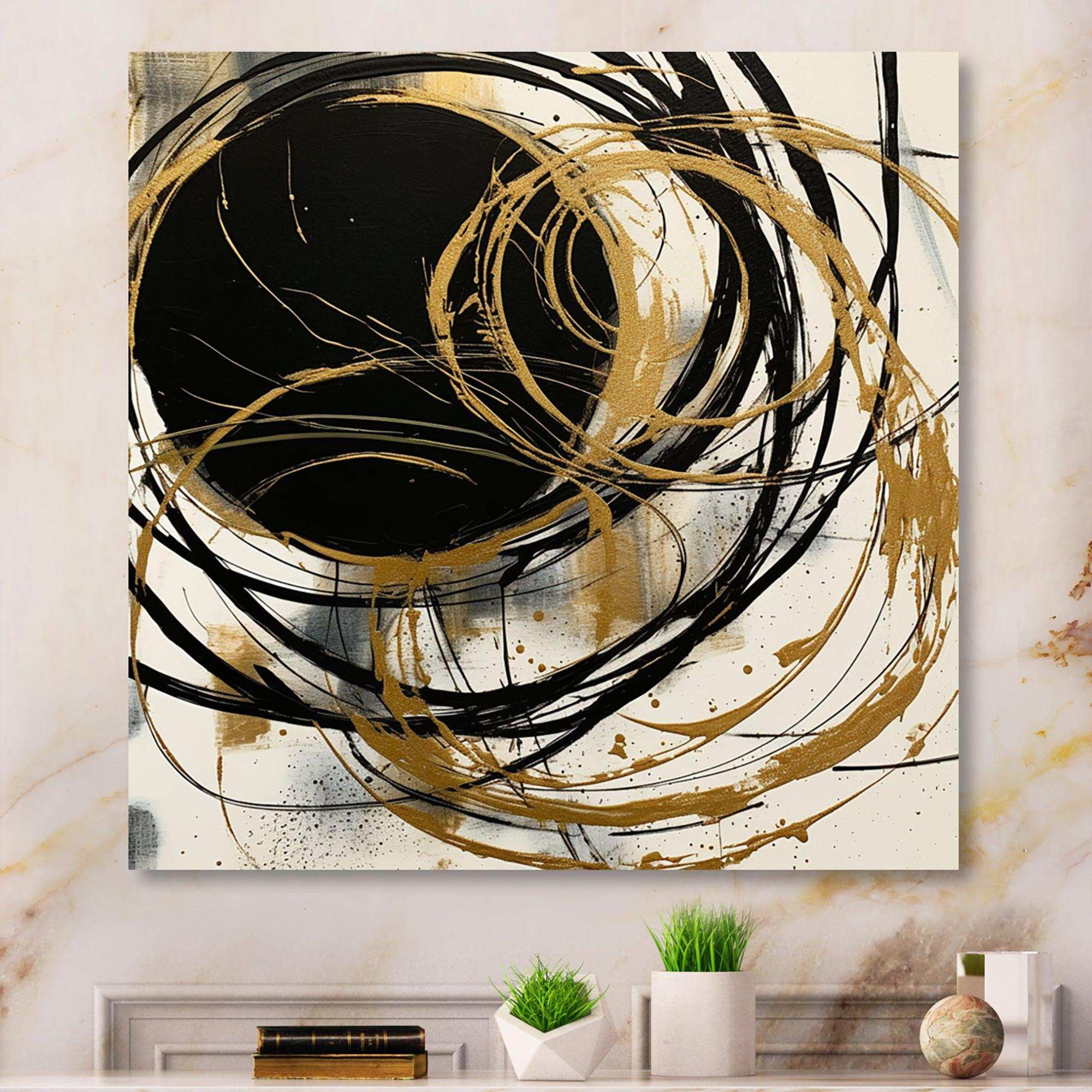 Black And Gold The Art Of Chaos V - Abstract Canvas Wall Art
