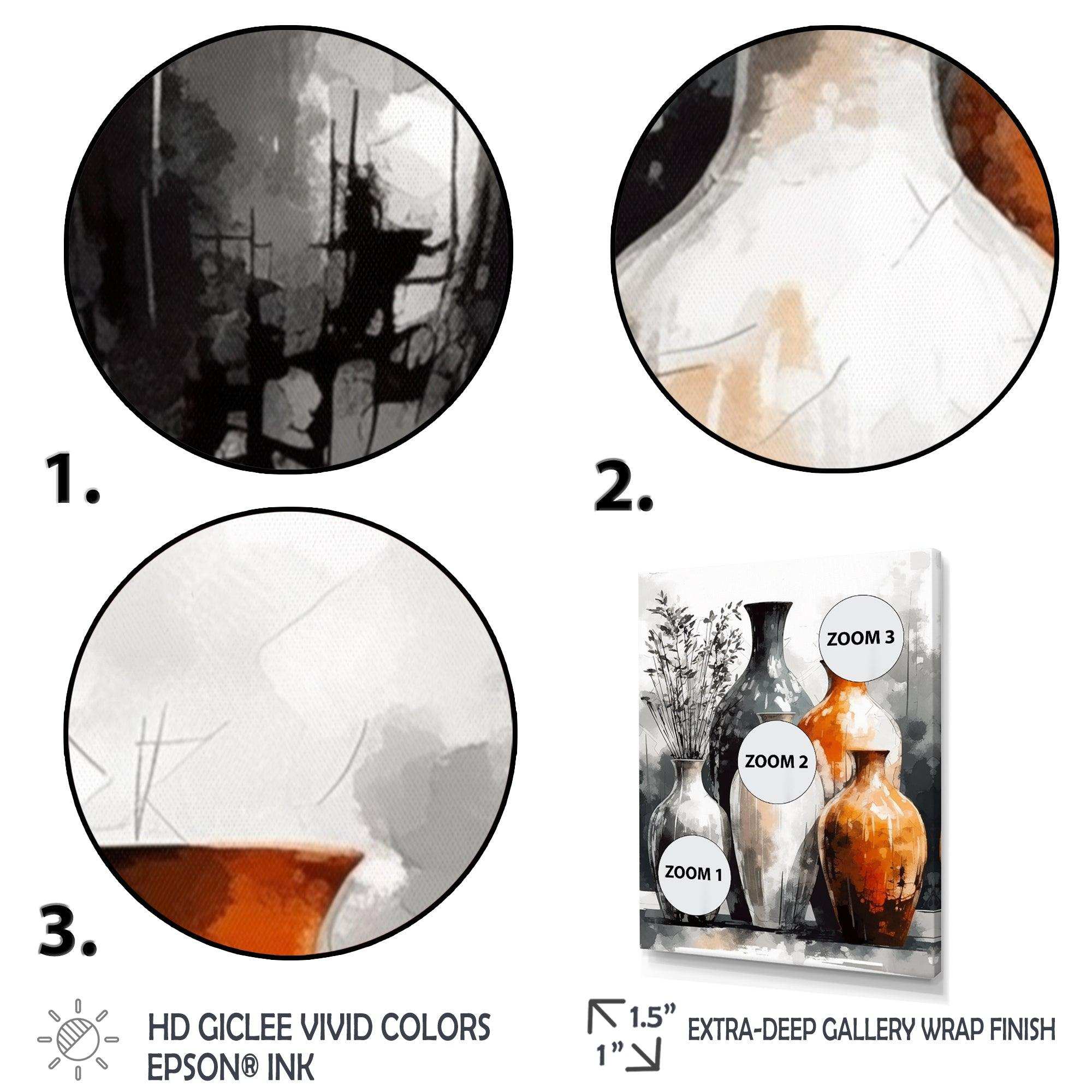 Brown And Grey Earthen Elegant Vase - Geometric Canvas Wall Art