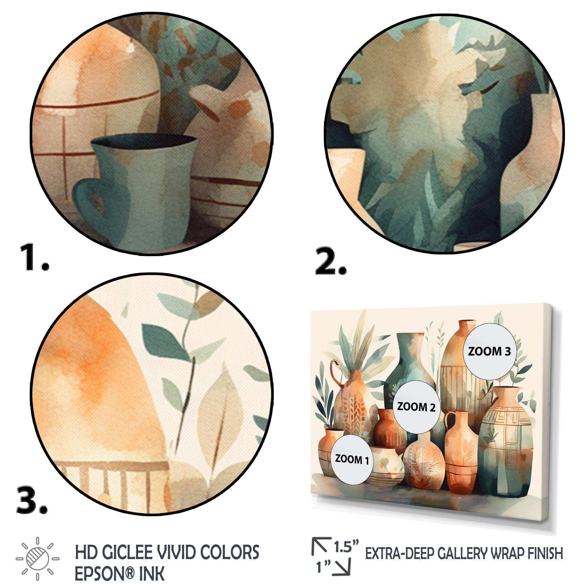 Orange And Green Soulful Ceramic Vase I - Geometric Canvas Wall Art