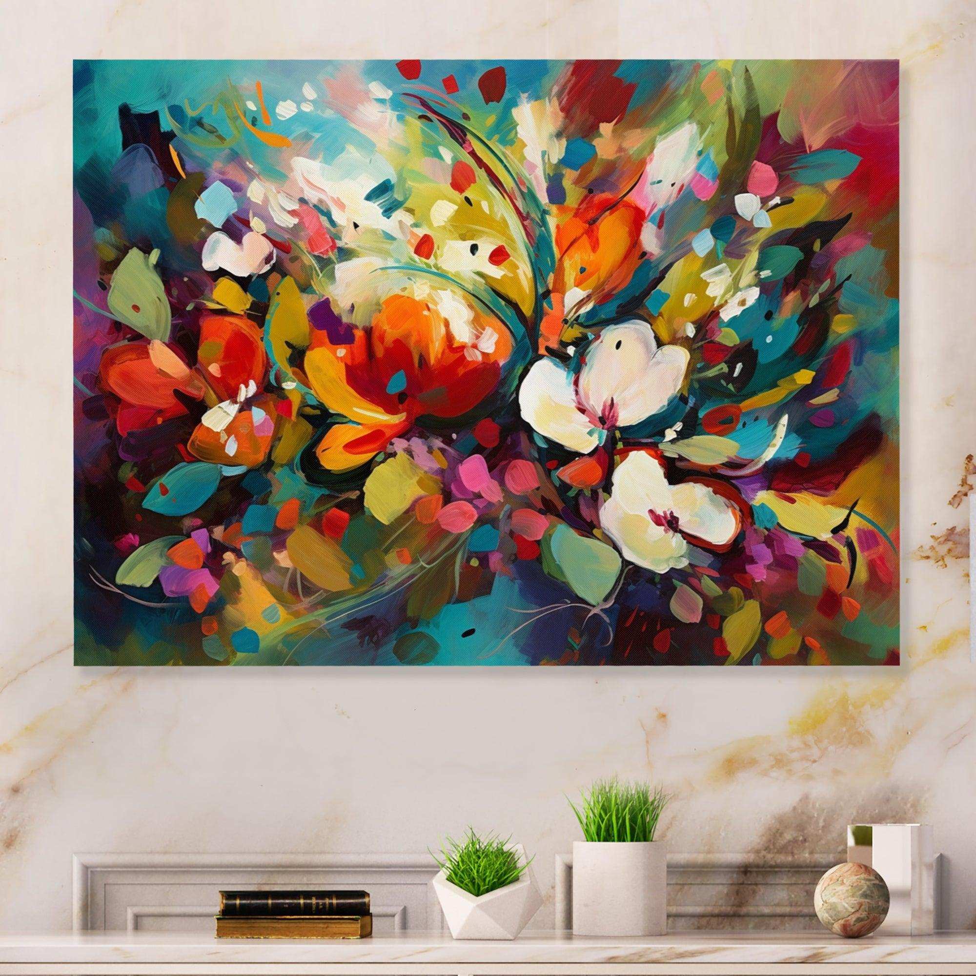 Red Vibrant Garden Symphony III - Floral Canvas Wall Art