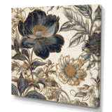 Blue Gold Peonies Symphony I - Floral Canvas Wall Art