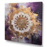 Purple And Gold Mandala II - Geometric Canvas Wall Art