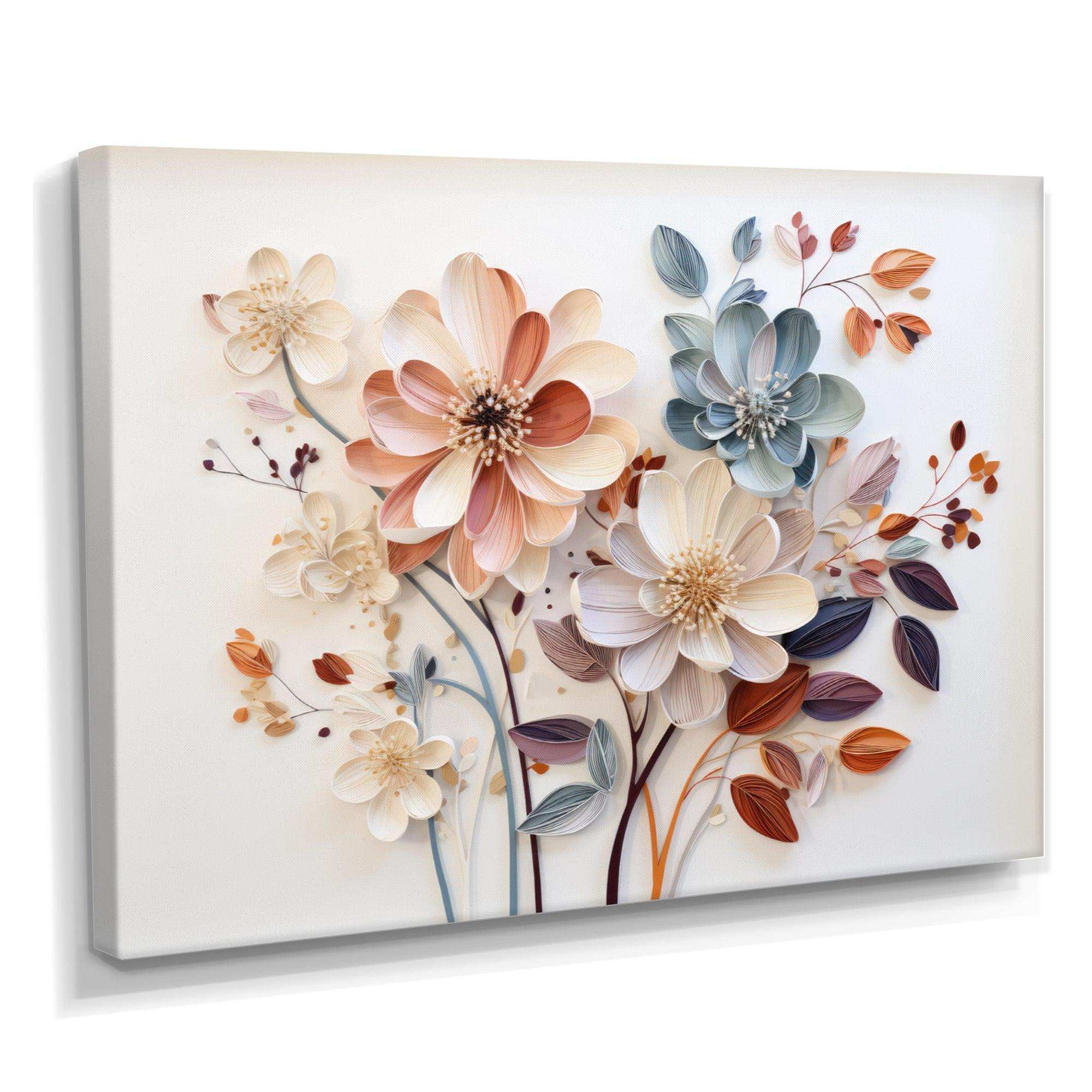 White Botanical Collage - Abstract Canvas Wall Art
