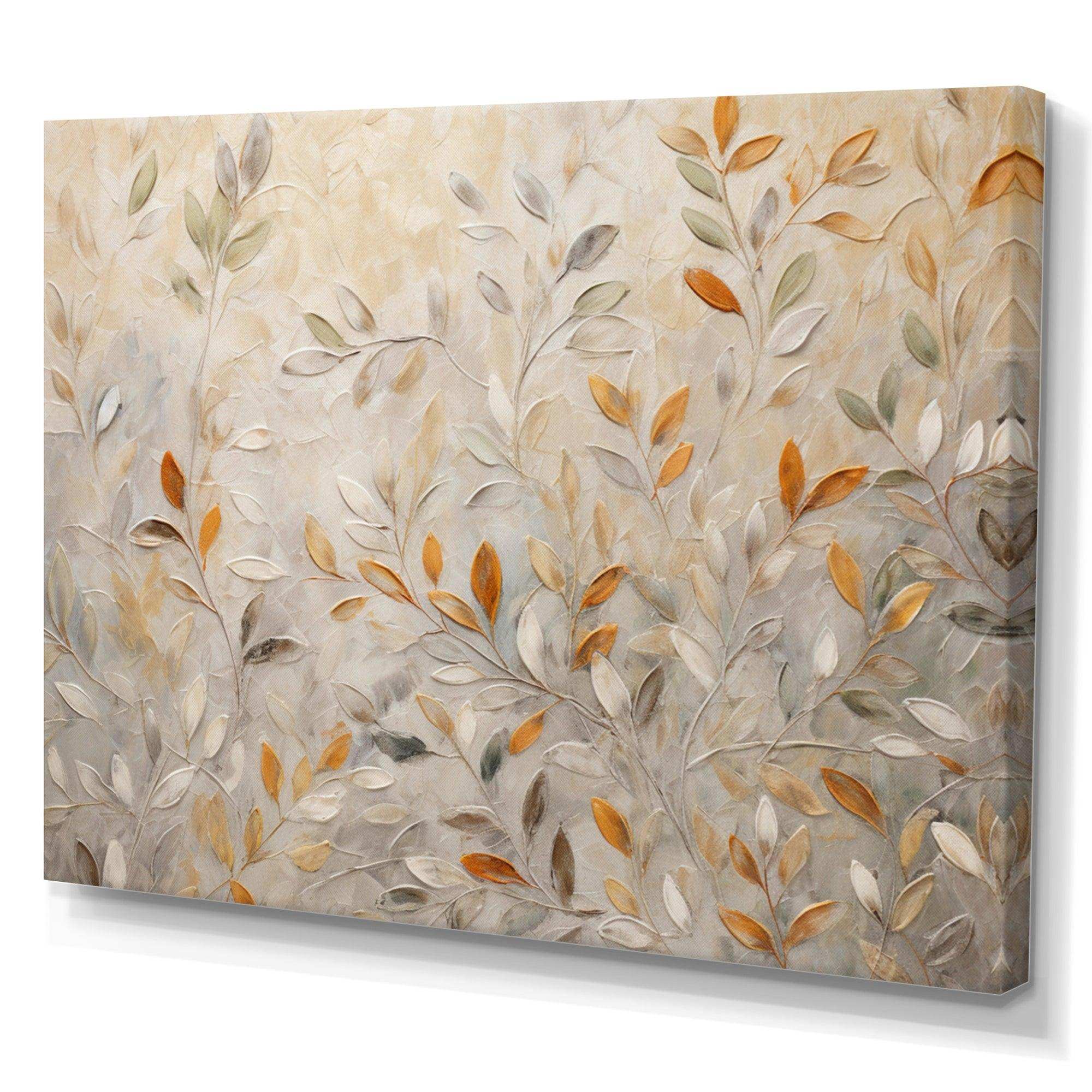 Beige Botanical Impressions I - Abstract Canvas Wall Art