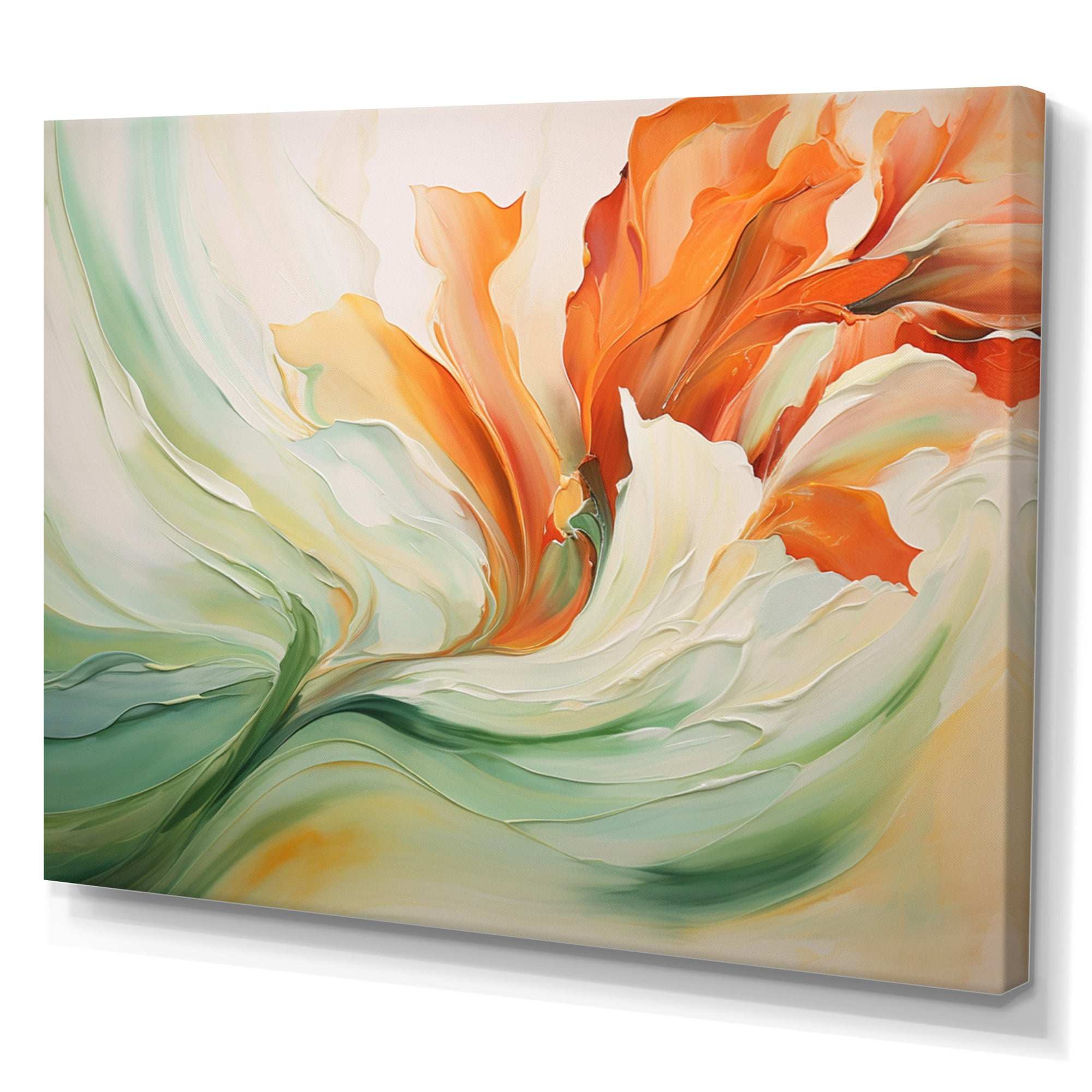 Green Flowing Petals - Abstract Canvas Wall Art