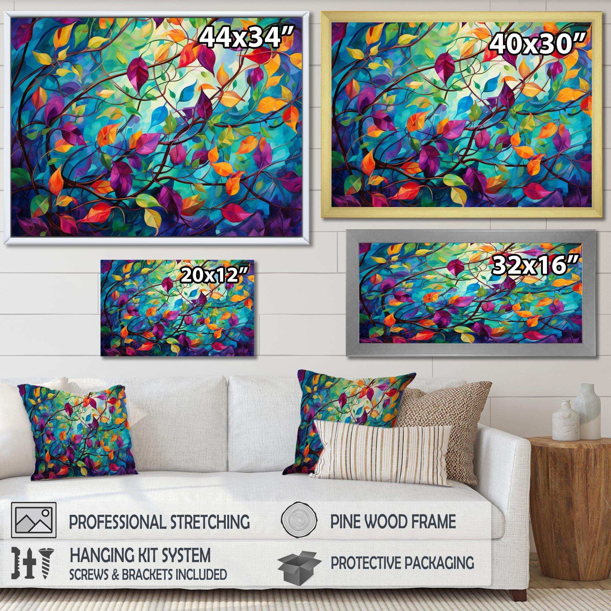 Multicolor Vibrant Vines I - Abstract Canvas Wall Art