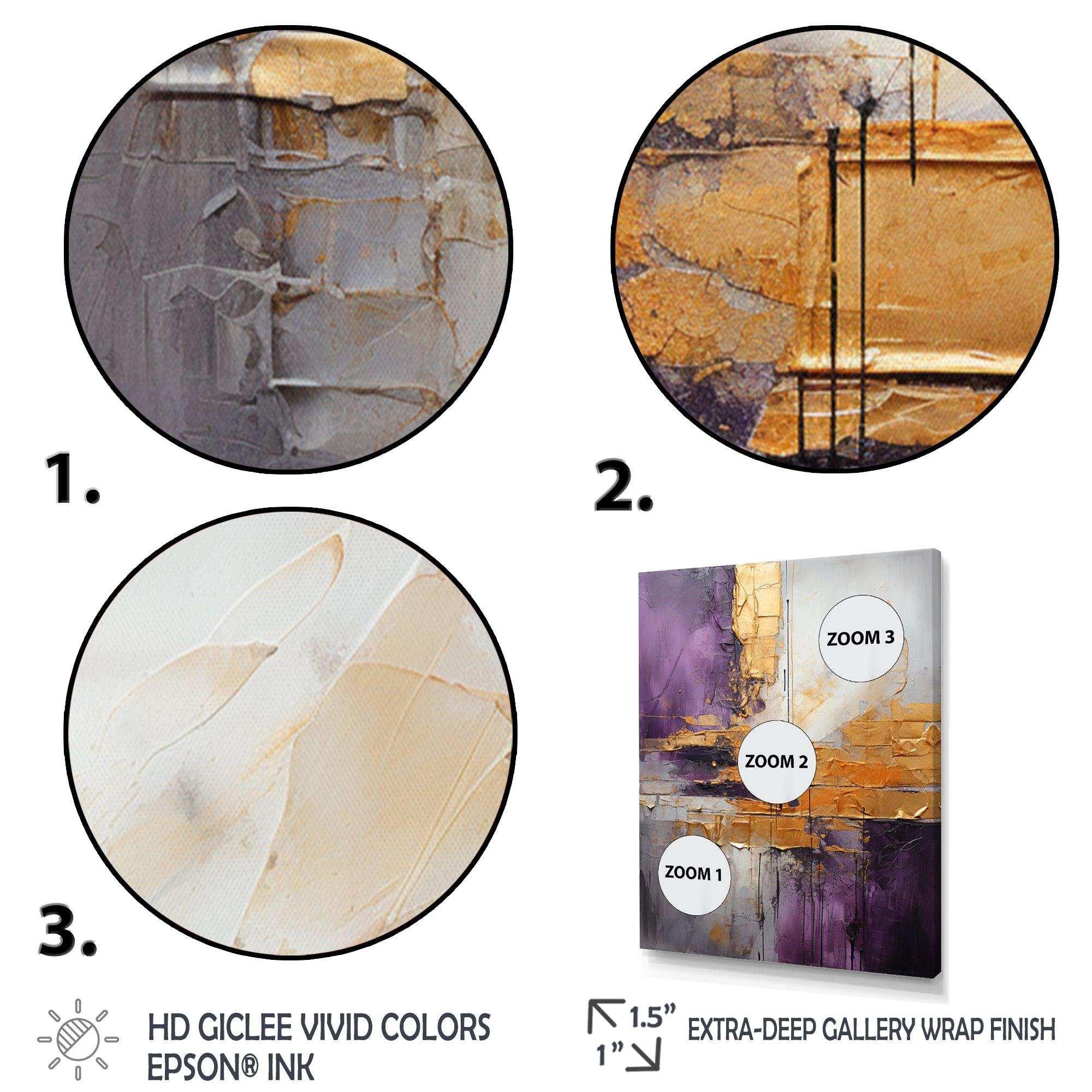 Gold Purple Abstract Fractal III - Abstract Canvas Wall Art