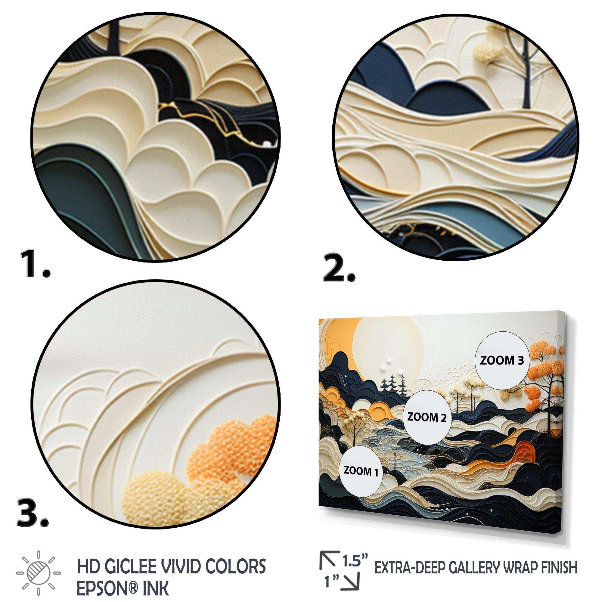 Grey Orange Line Art Landscape - Abstract Canvas Wall Art