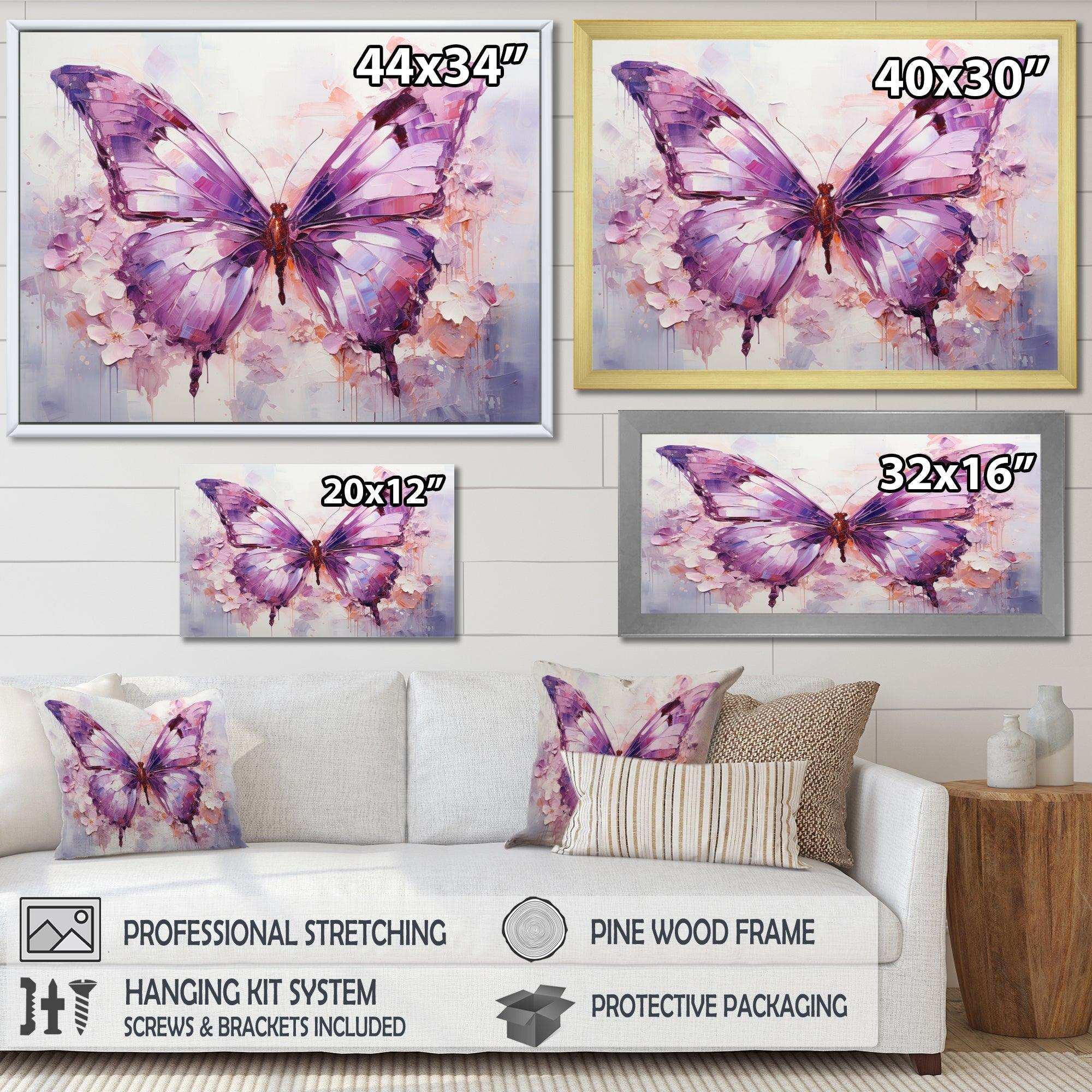 Purple Animal Amethyst Butterfly Delicate - Animals Canvas Wall Art