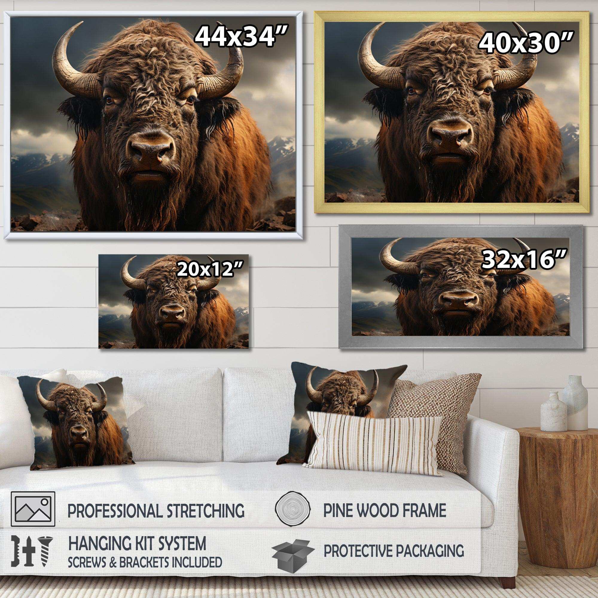 Buffalo Portrait - Animals Canvas Wall Art
