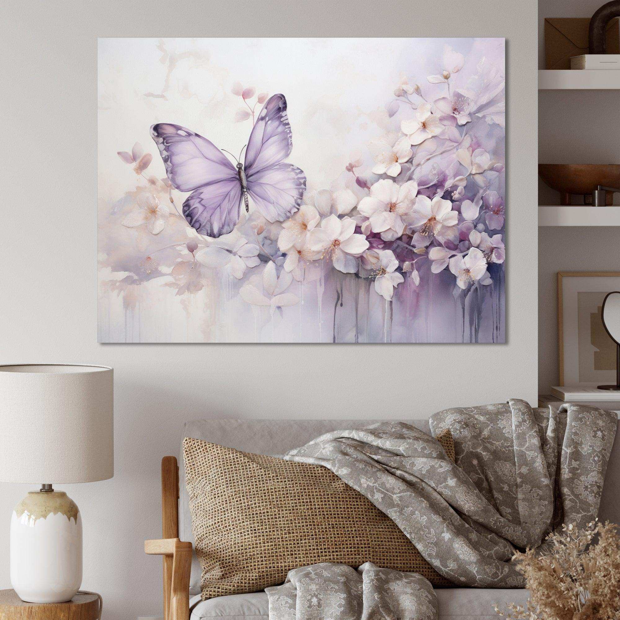 Purple Butterfly Enchanted Flight II - Animals Canvas Wall Art