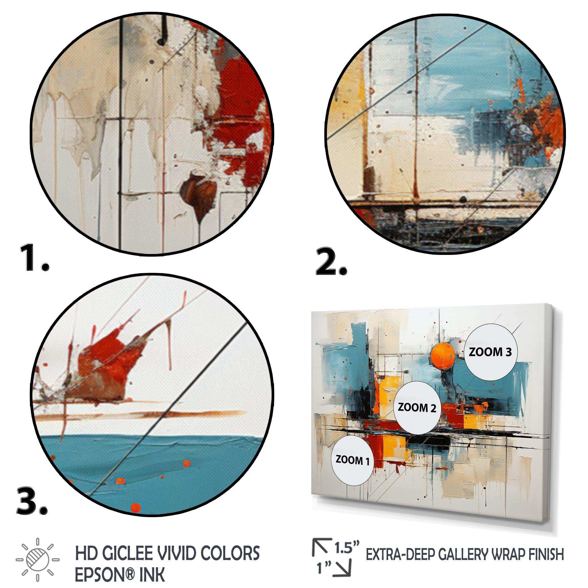 Teal Orange Bold Flow Collage - Abstract Canvas Wall Art