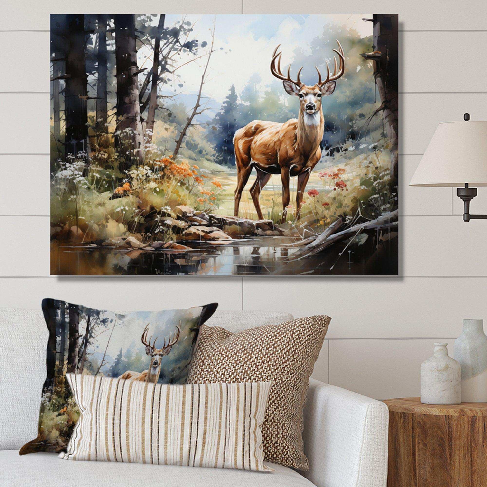 Deer Graceful Grazing - Animals Canvas Wall Art