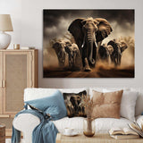 Elephant Harmony In Monochrome III - Animals Canvas Wall Art