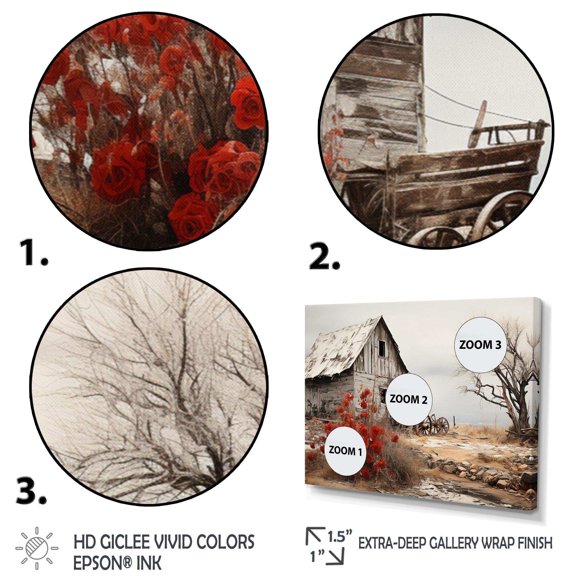 Red Farmhouse Rustic Elegance I - Landscapes Canvas Wall Art